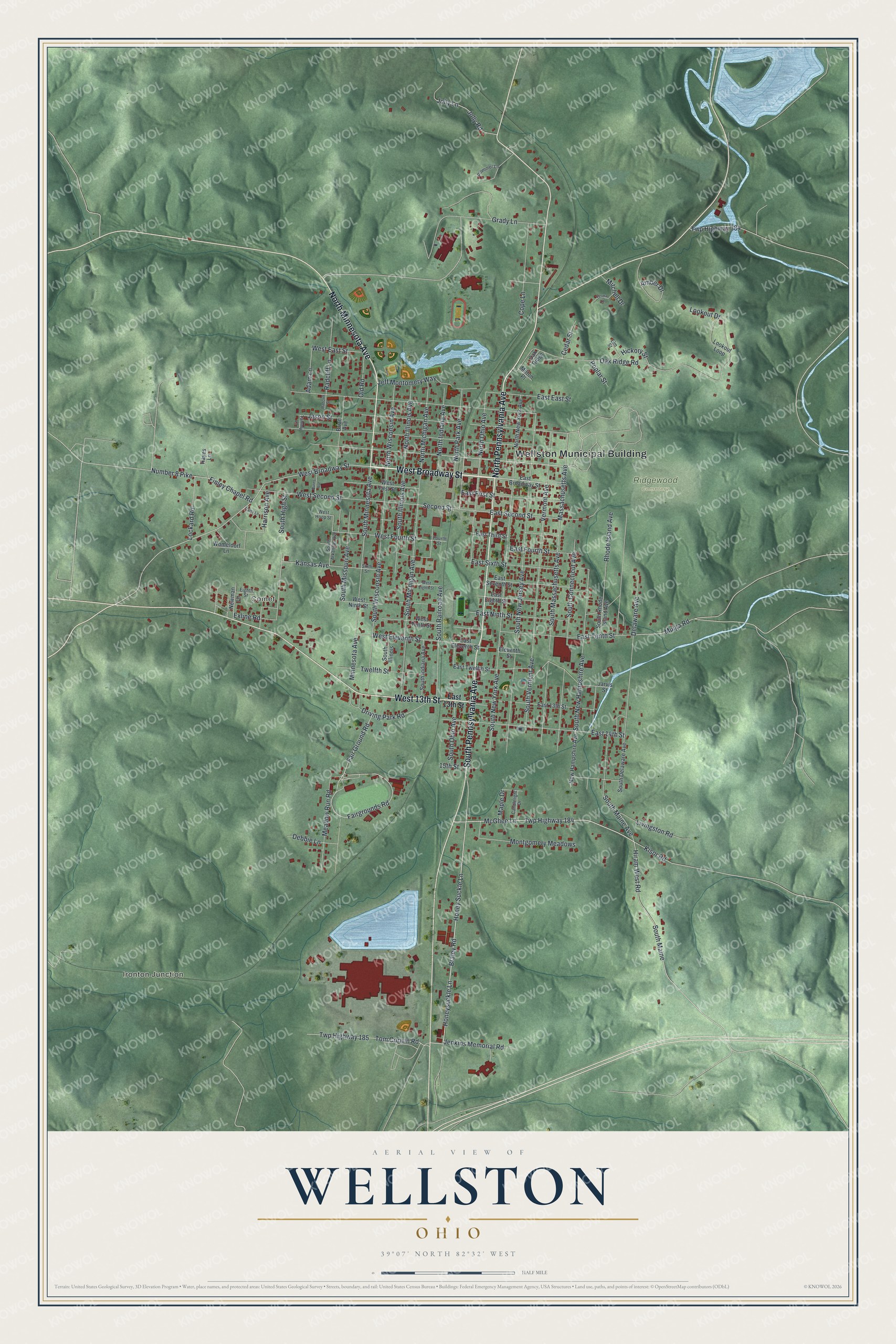 Watermarked full-map preview of Wellston, Ohio