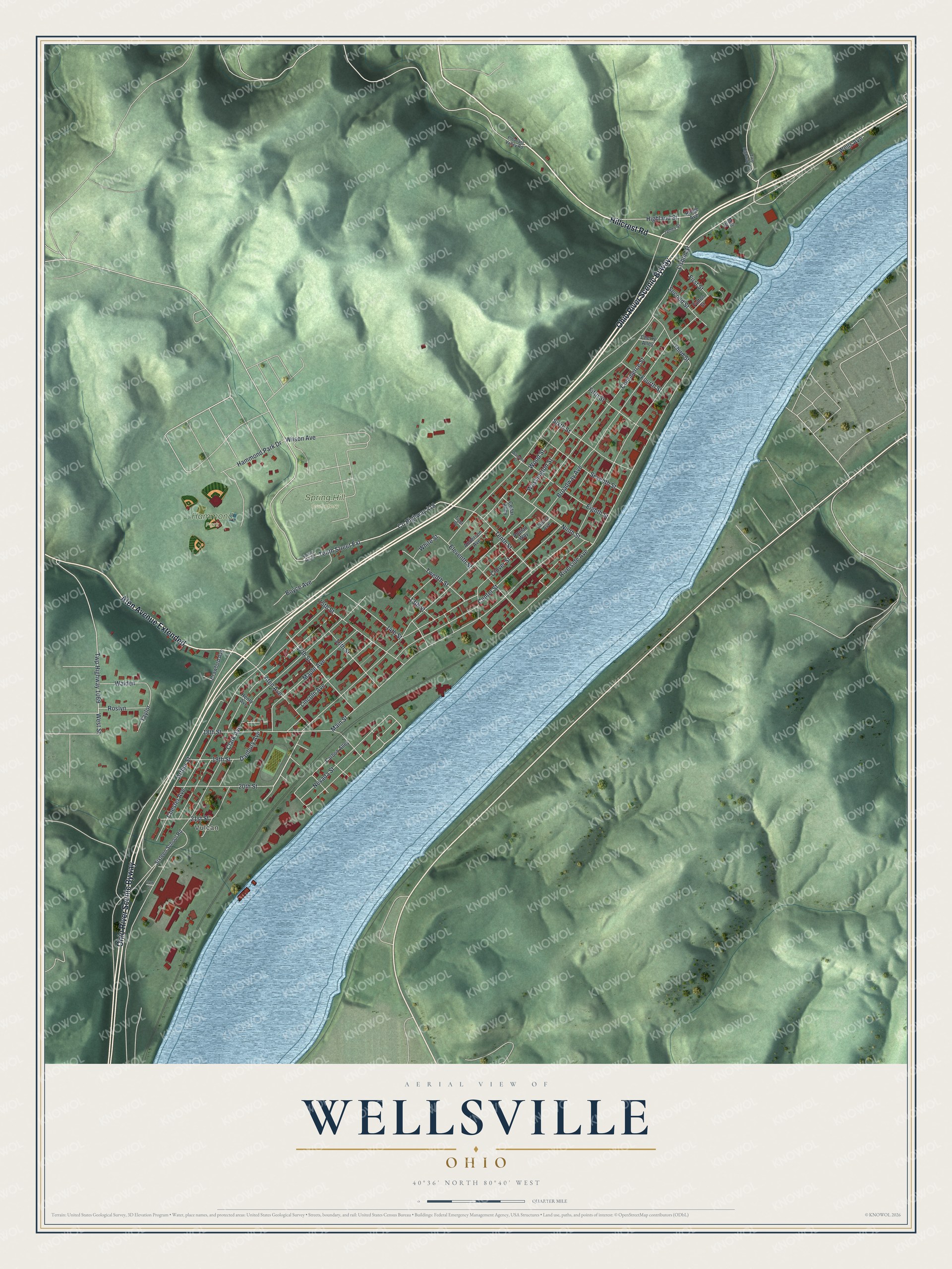 Watermarked full-map preview of Wellsville, Ohio