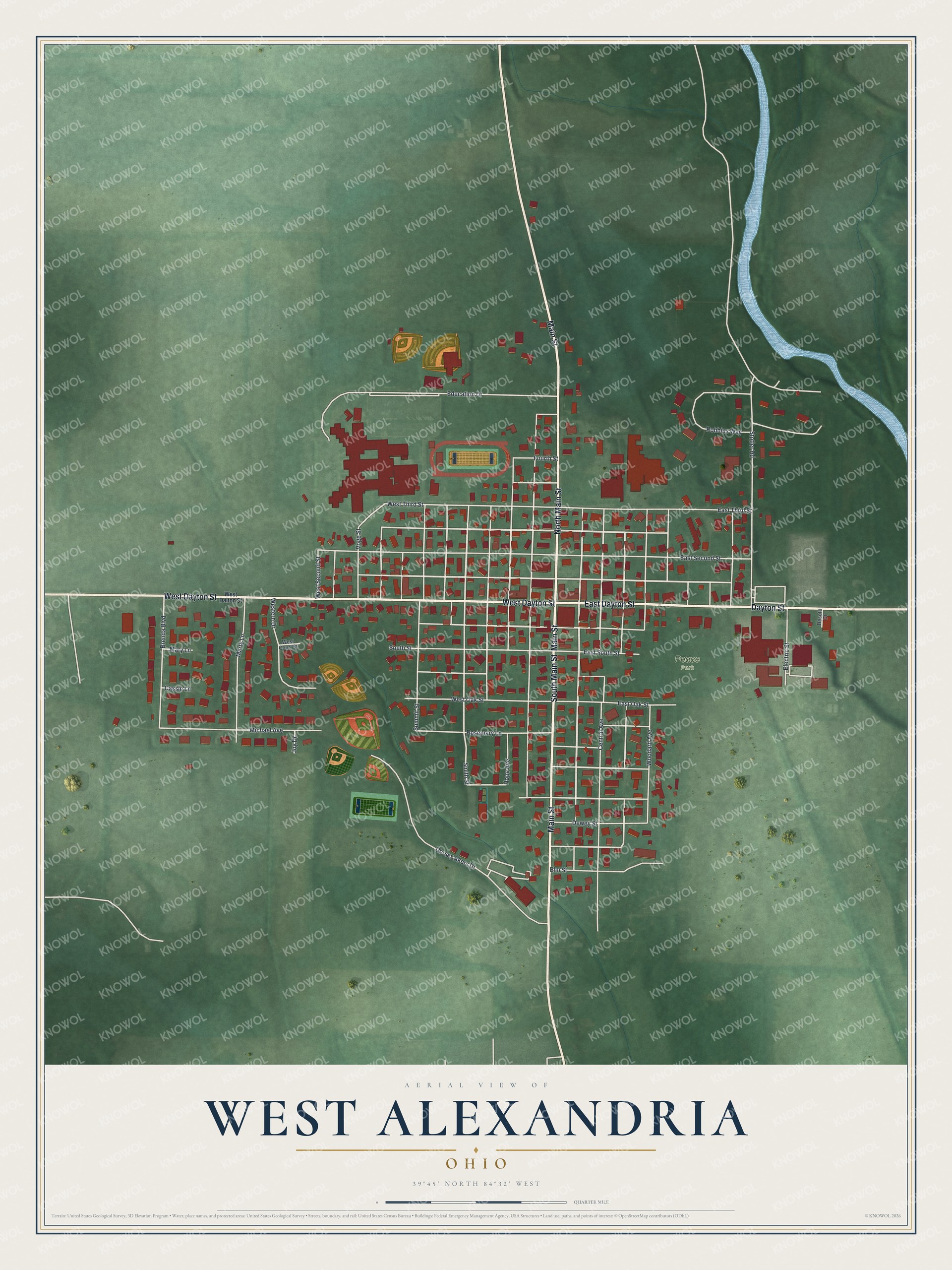 Watermarked full-map preview of West Alexandria, Ohio