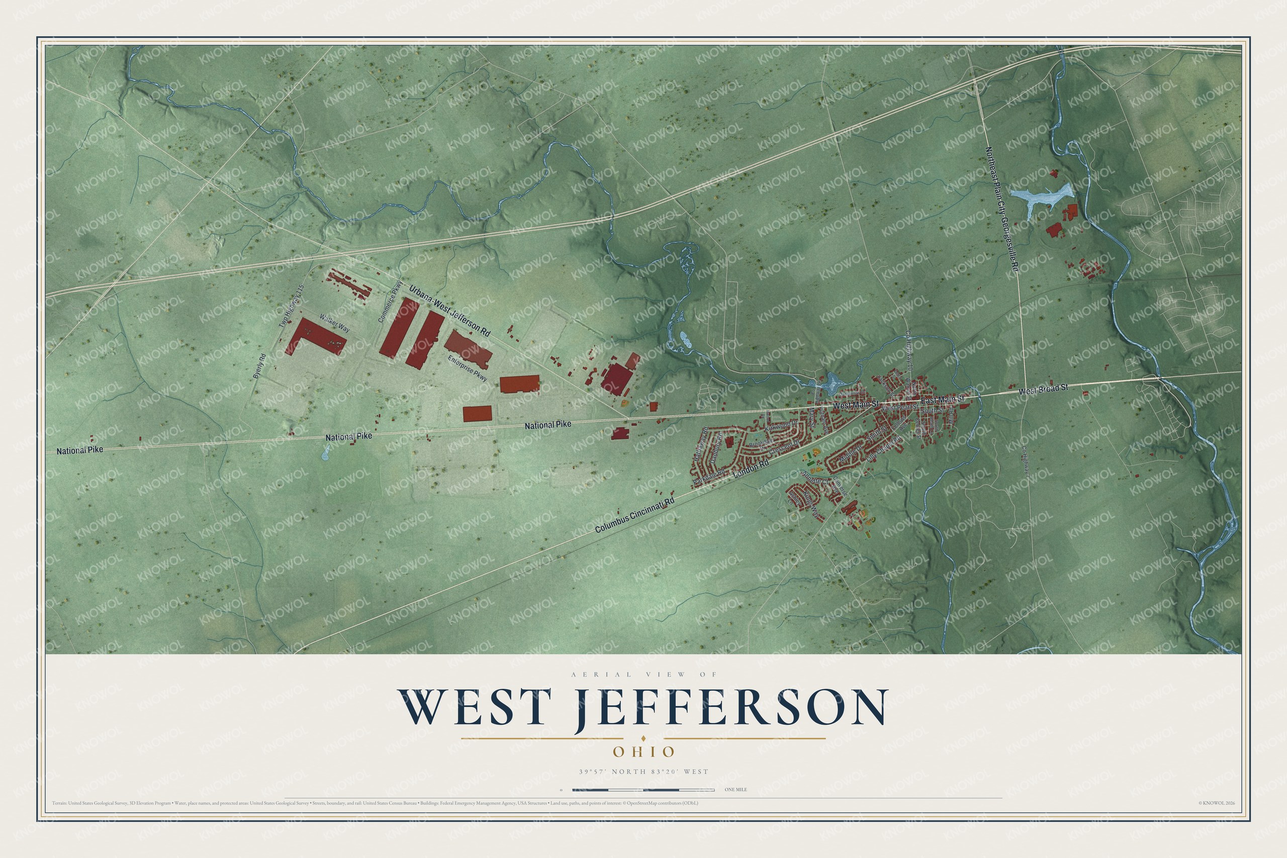Watermarked full-map preview of West Jefferson, Ohio