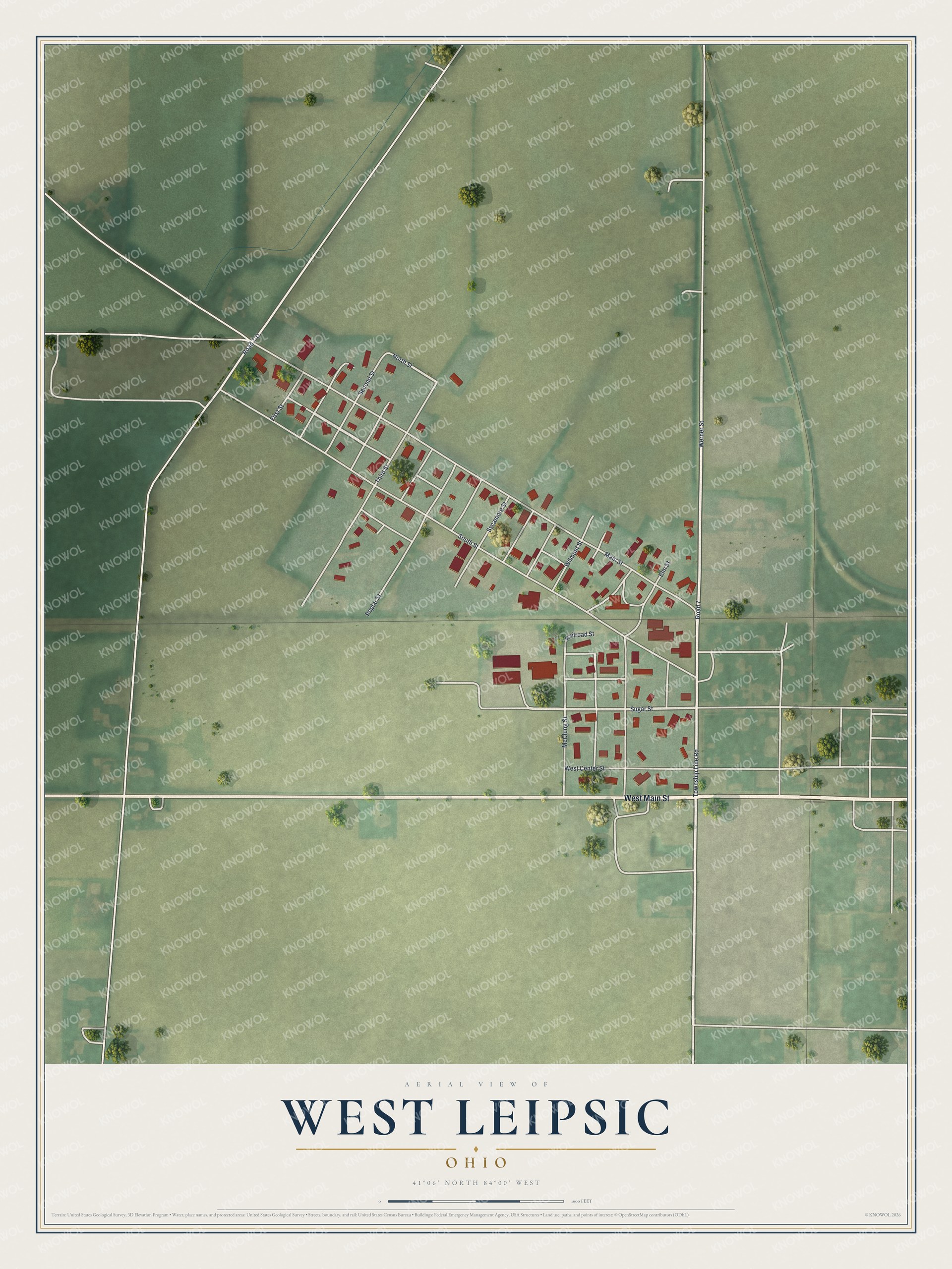 Watermarked full-map preview of West Leipsic, Ohio