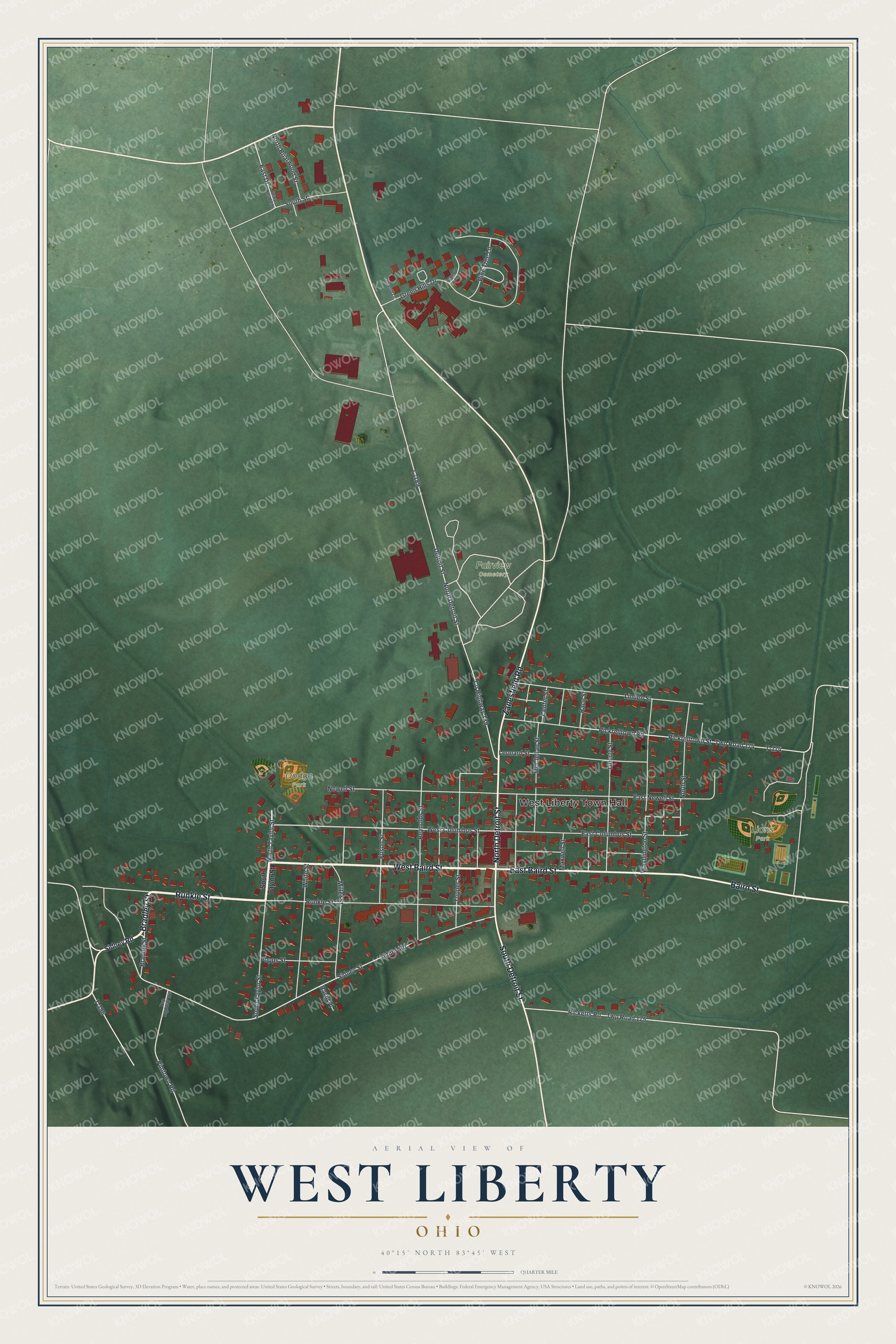 Watermarked full-map preview of West Liberty, Ohio