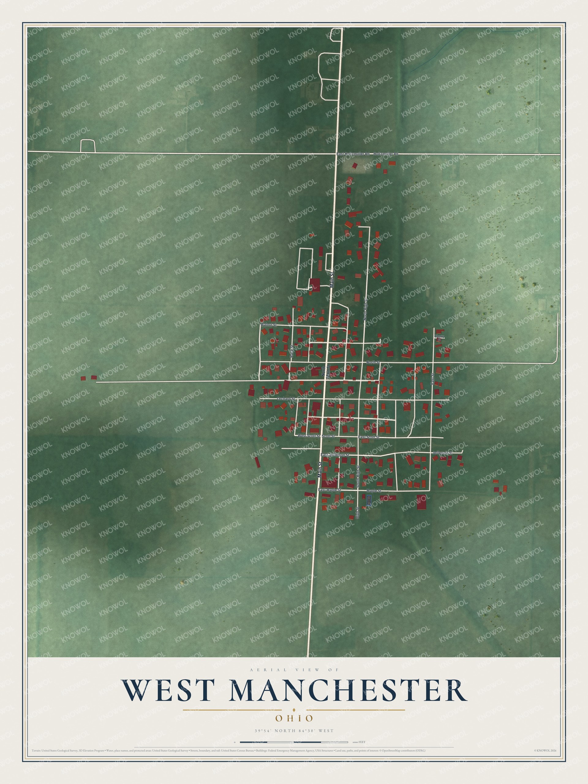 Watermarked full-map preview of West Manchester, Ohio