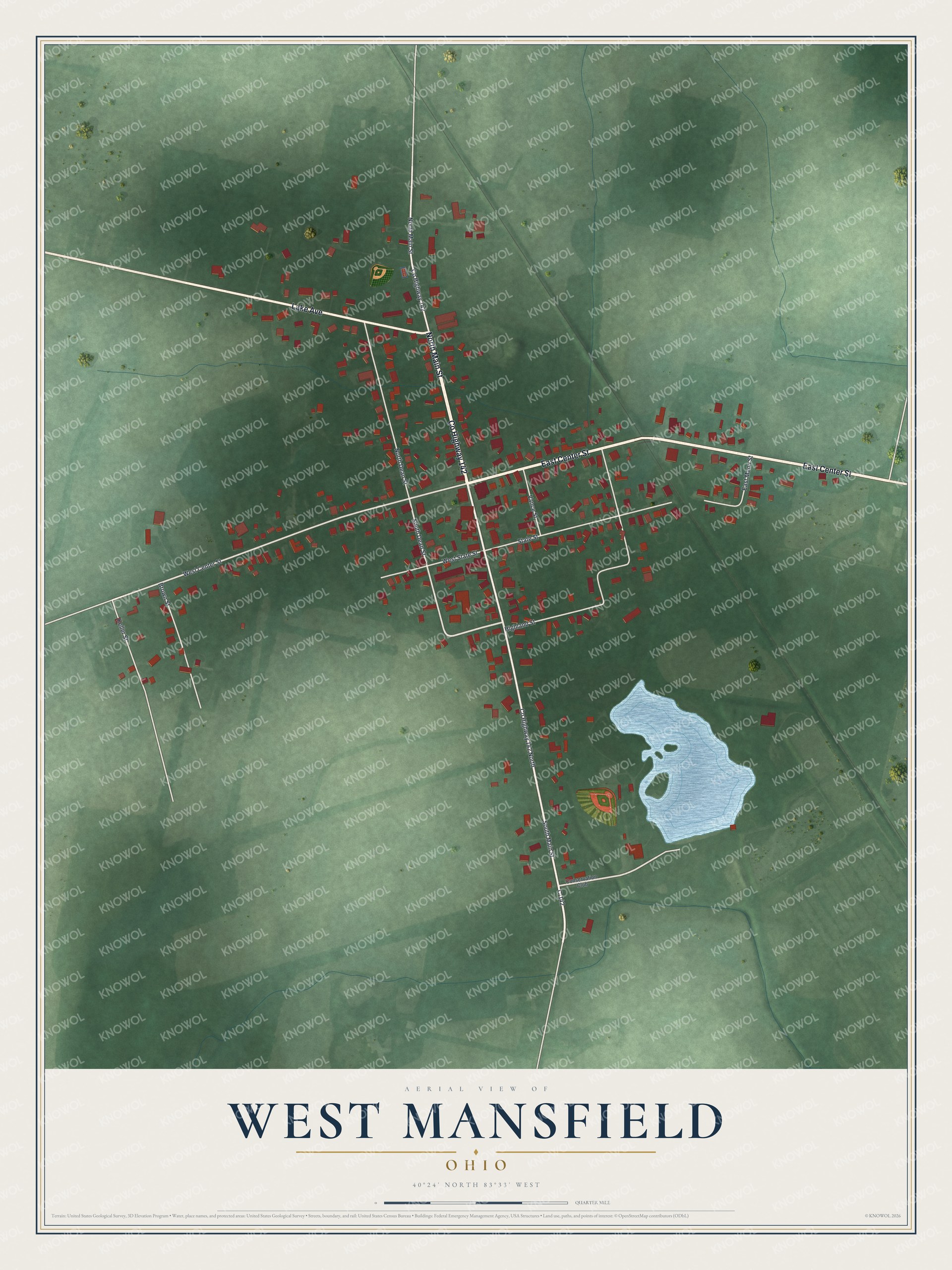 Watermarked full-map preview of West Mansfield, Ohio