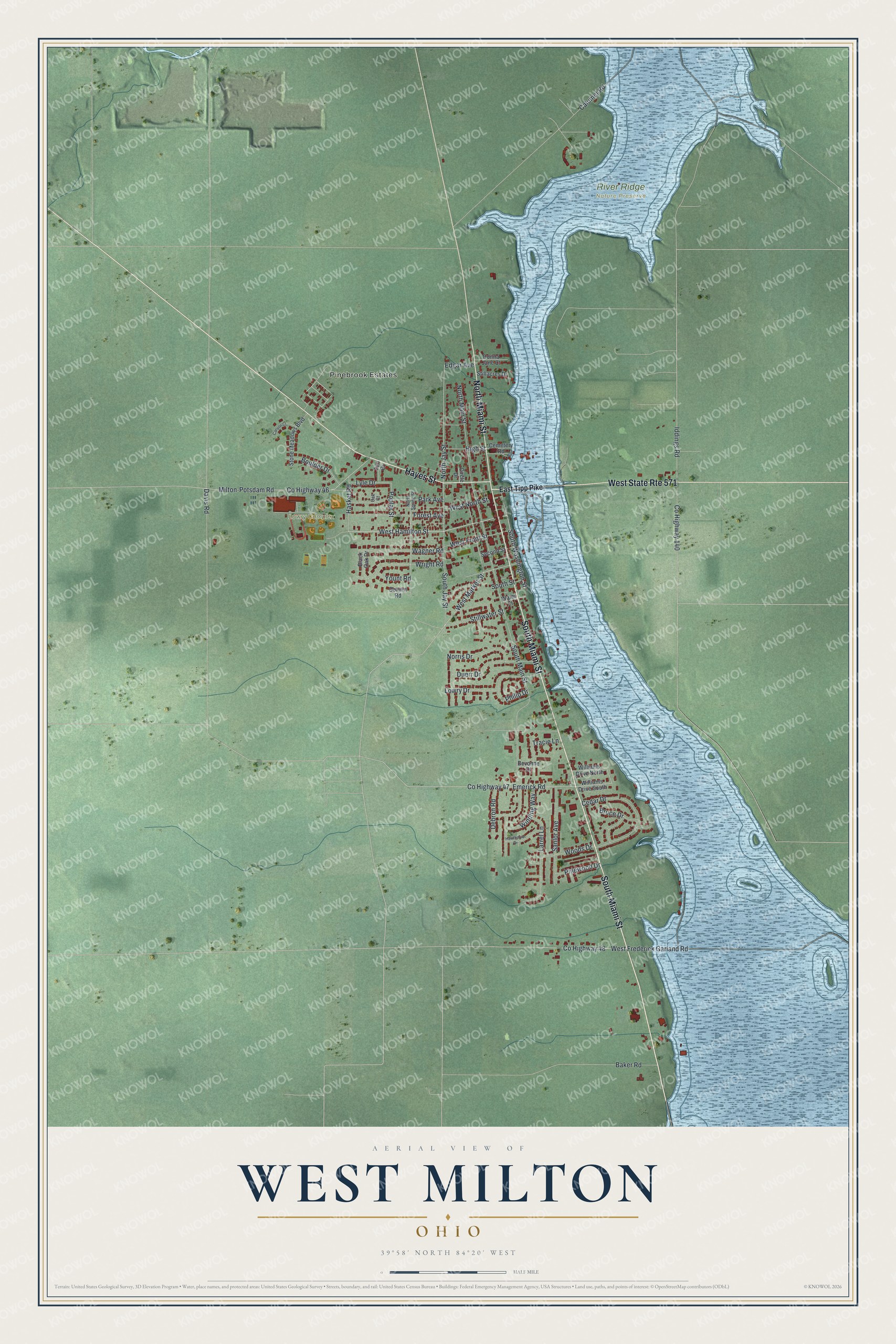 Watermarked full-map preview of West Milton, Ohio