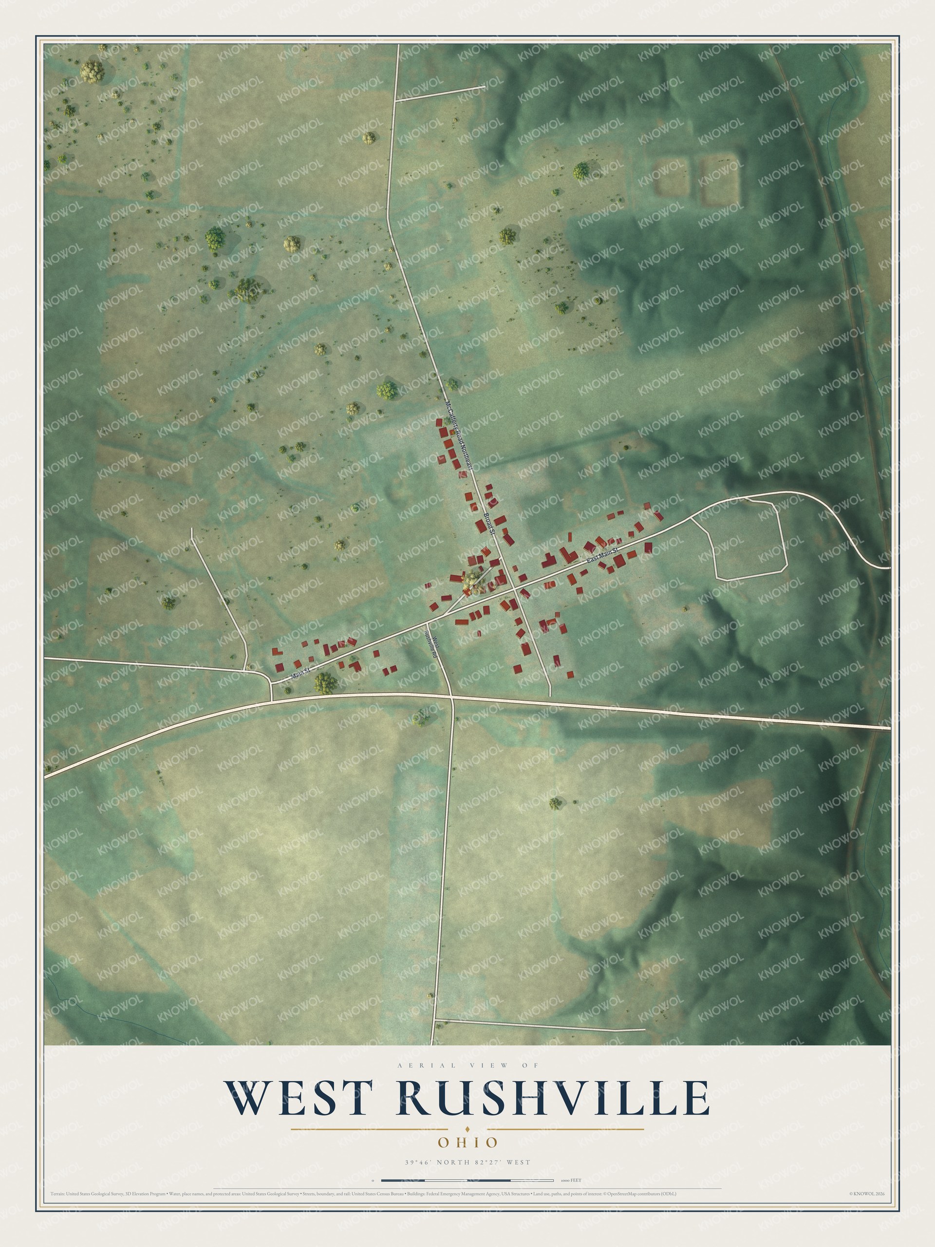 Watermarked full-map preview of West Rushville, Ohio