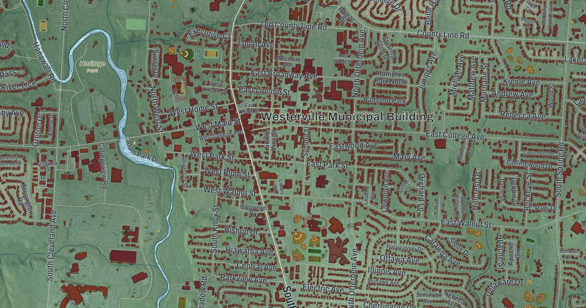 Map of Westerville, Ohio in 2026