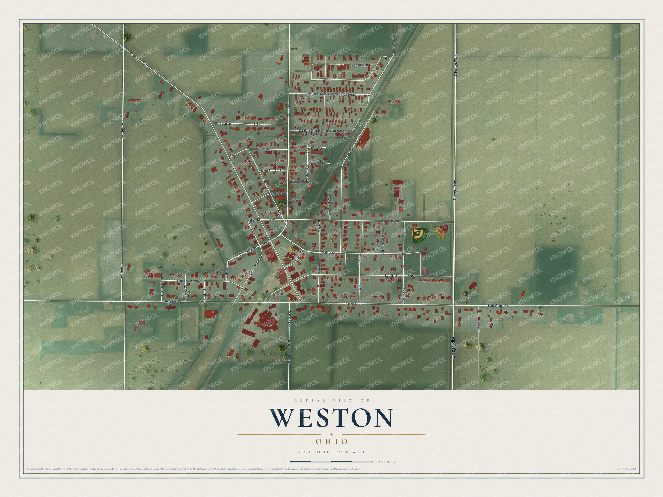Watermarked full-map preview of Weston, Ohio