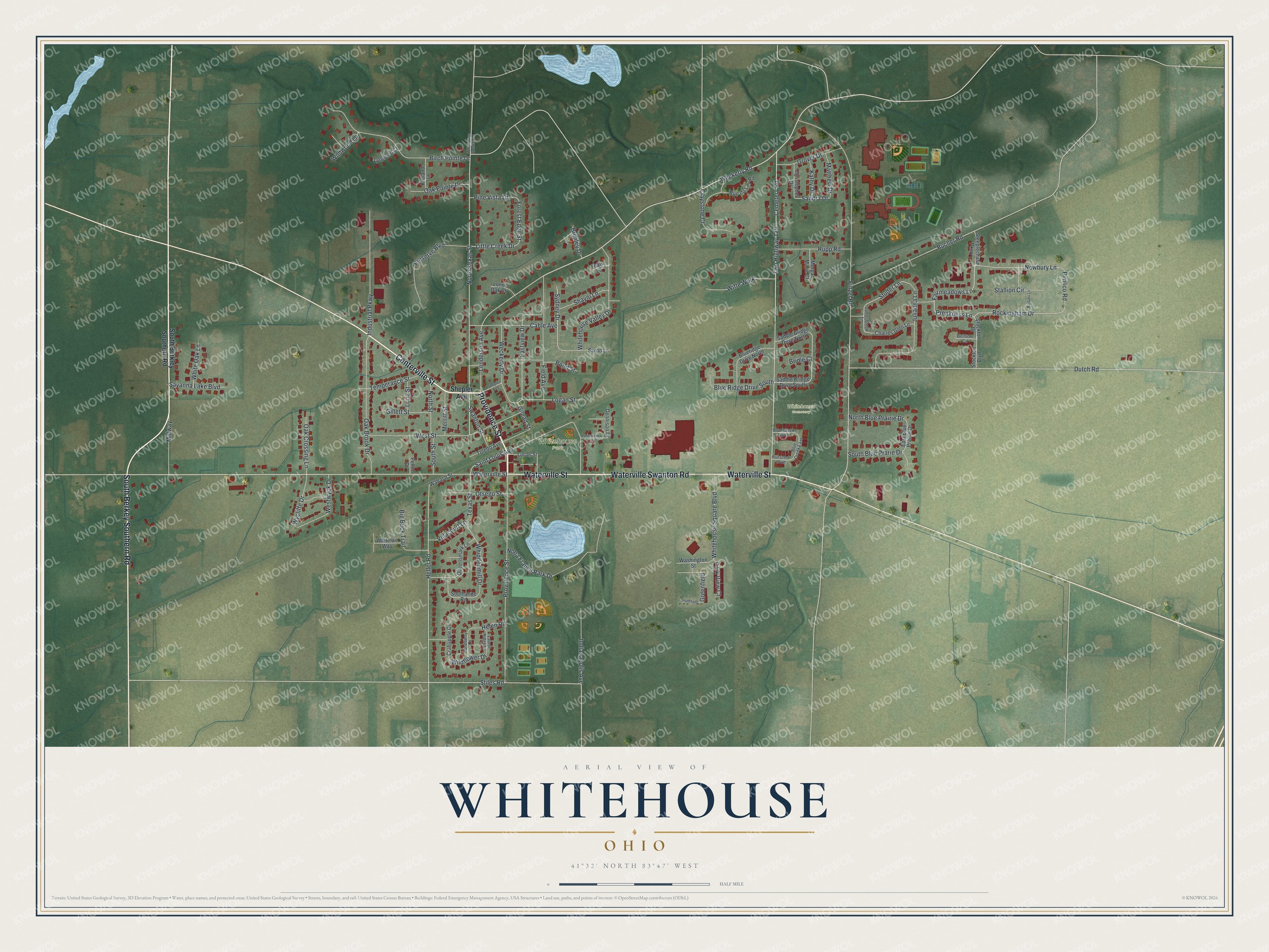 Watermarked full-map preview of Whitehouse, Ohio