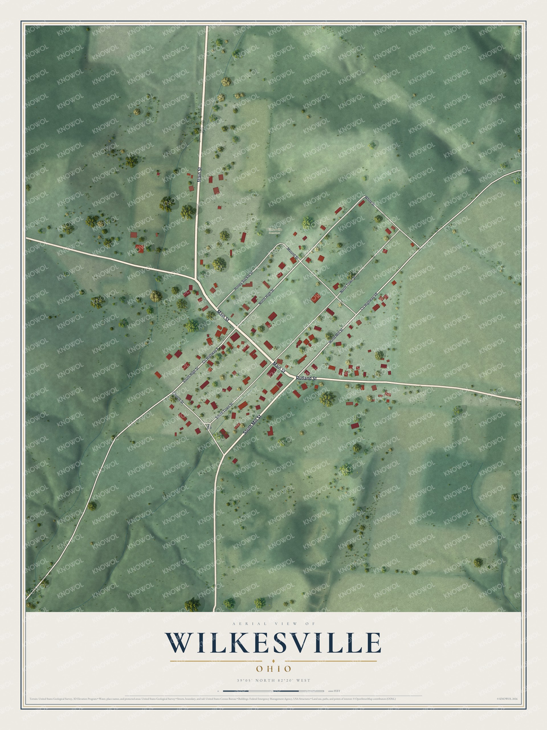 Watermarked full-map preview of Wilkesville, Ohio