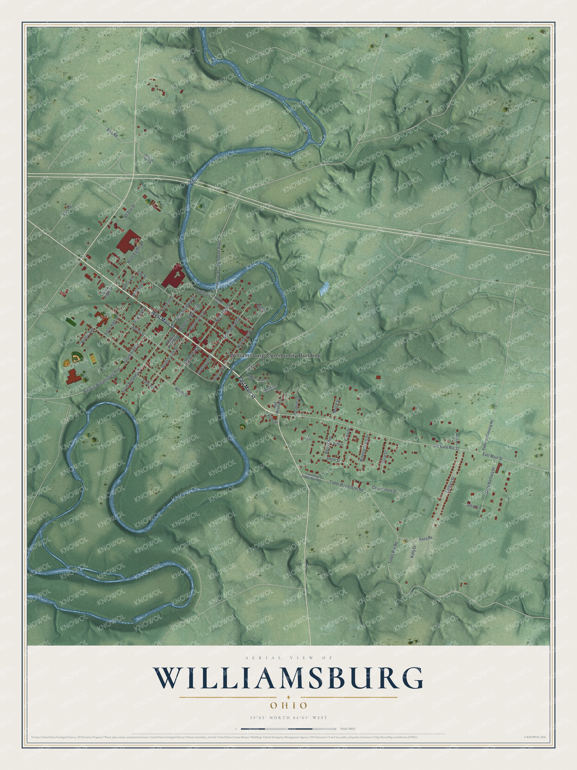 Watermarked full-map preview of Williamsburg, Ohio