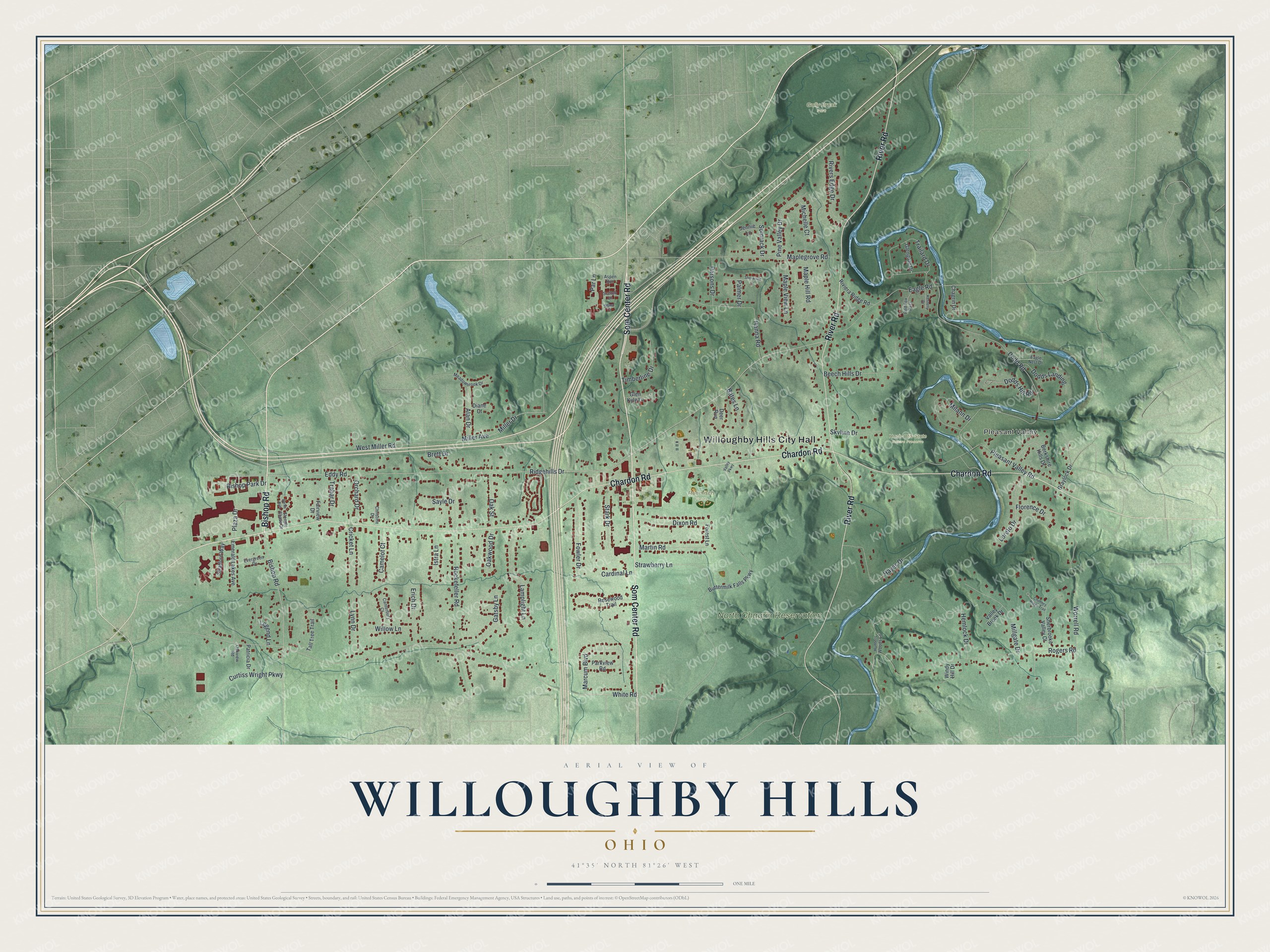 Watermarked full-map preview of Willoughby Hills, Ohio