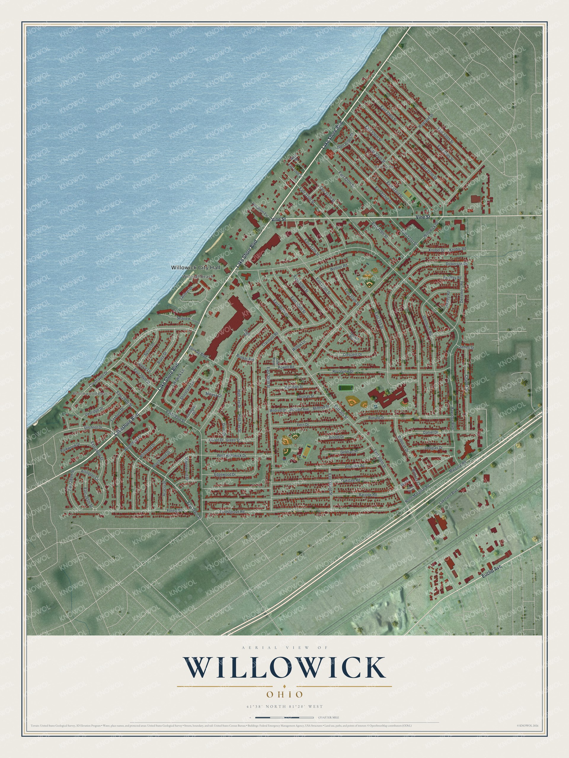 Watermarked full-map preview of Willowick, Ohio