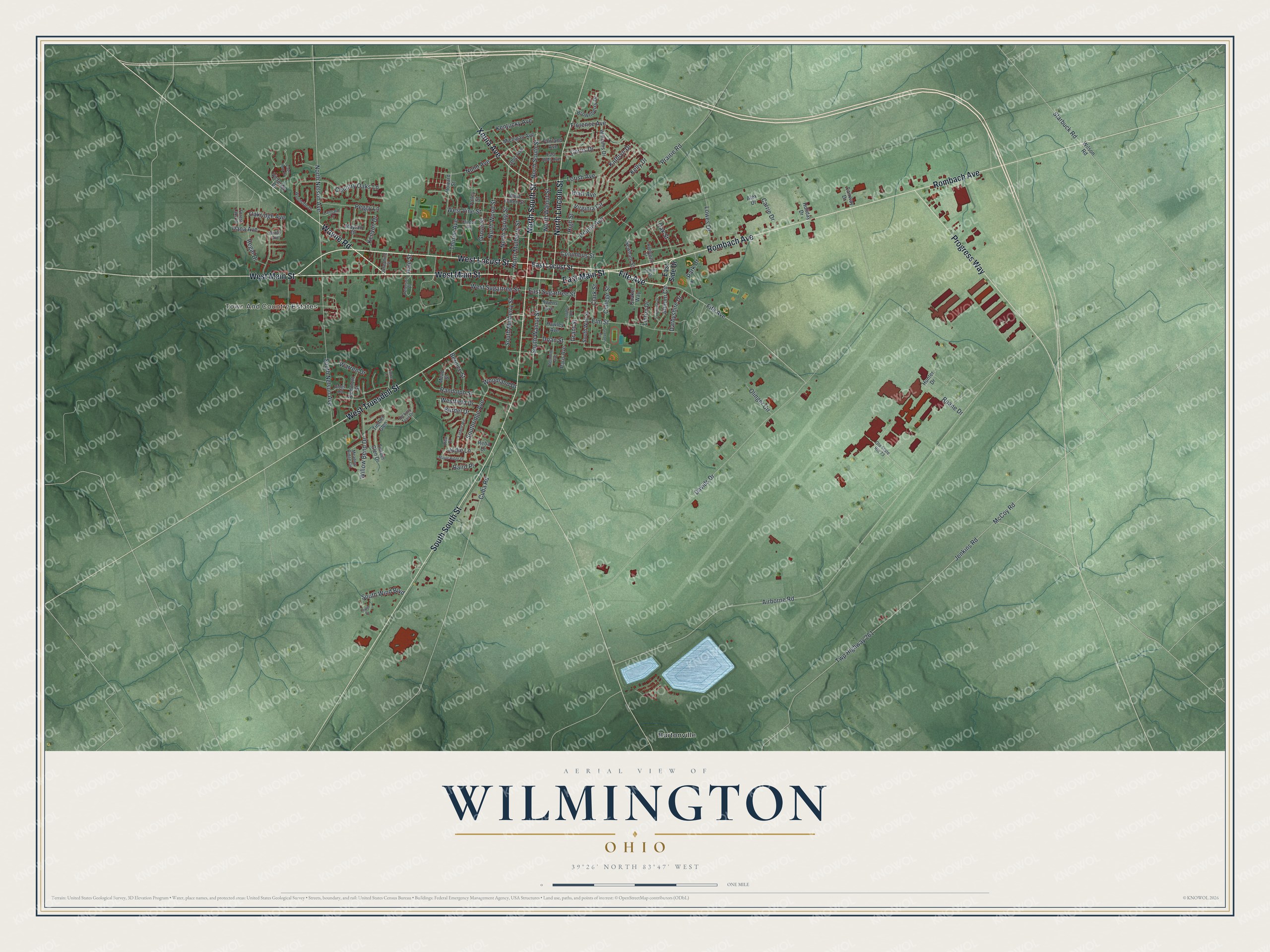 Watermarked full-map preview of Wilmington, Ohio