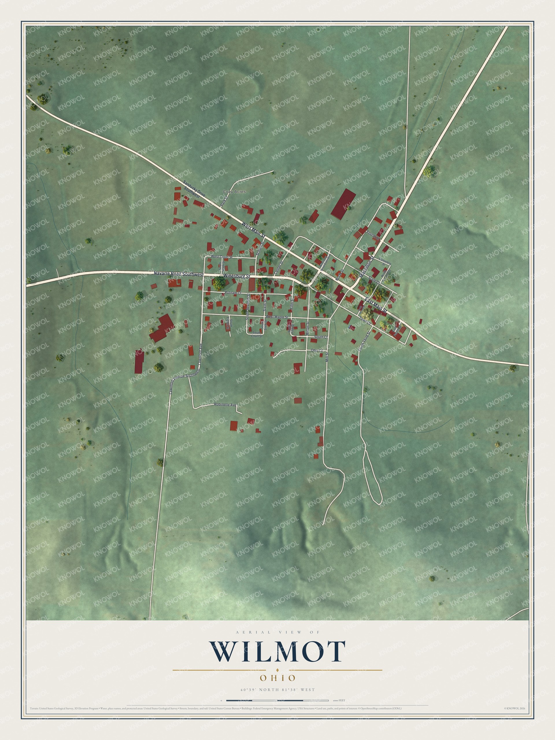 Watermarked full-map preview of Wilmot, Ohio