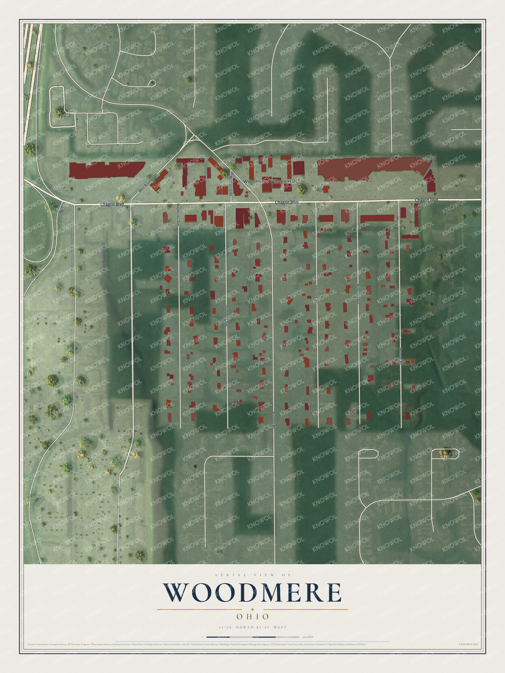 Watermarked full-map preview of Woodmere, Ohio