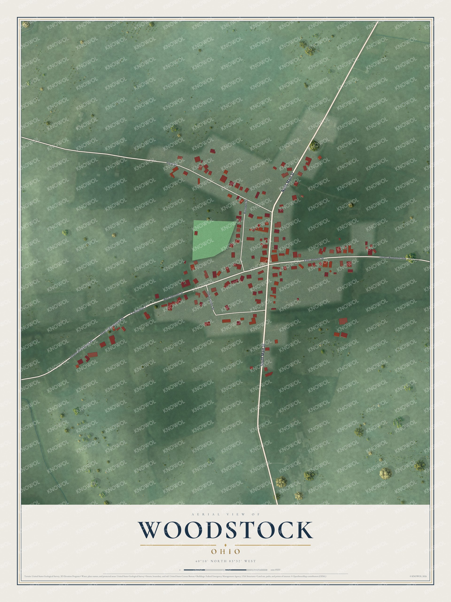 Watermarked full-map preview of Woodstock, Ohio