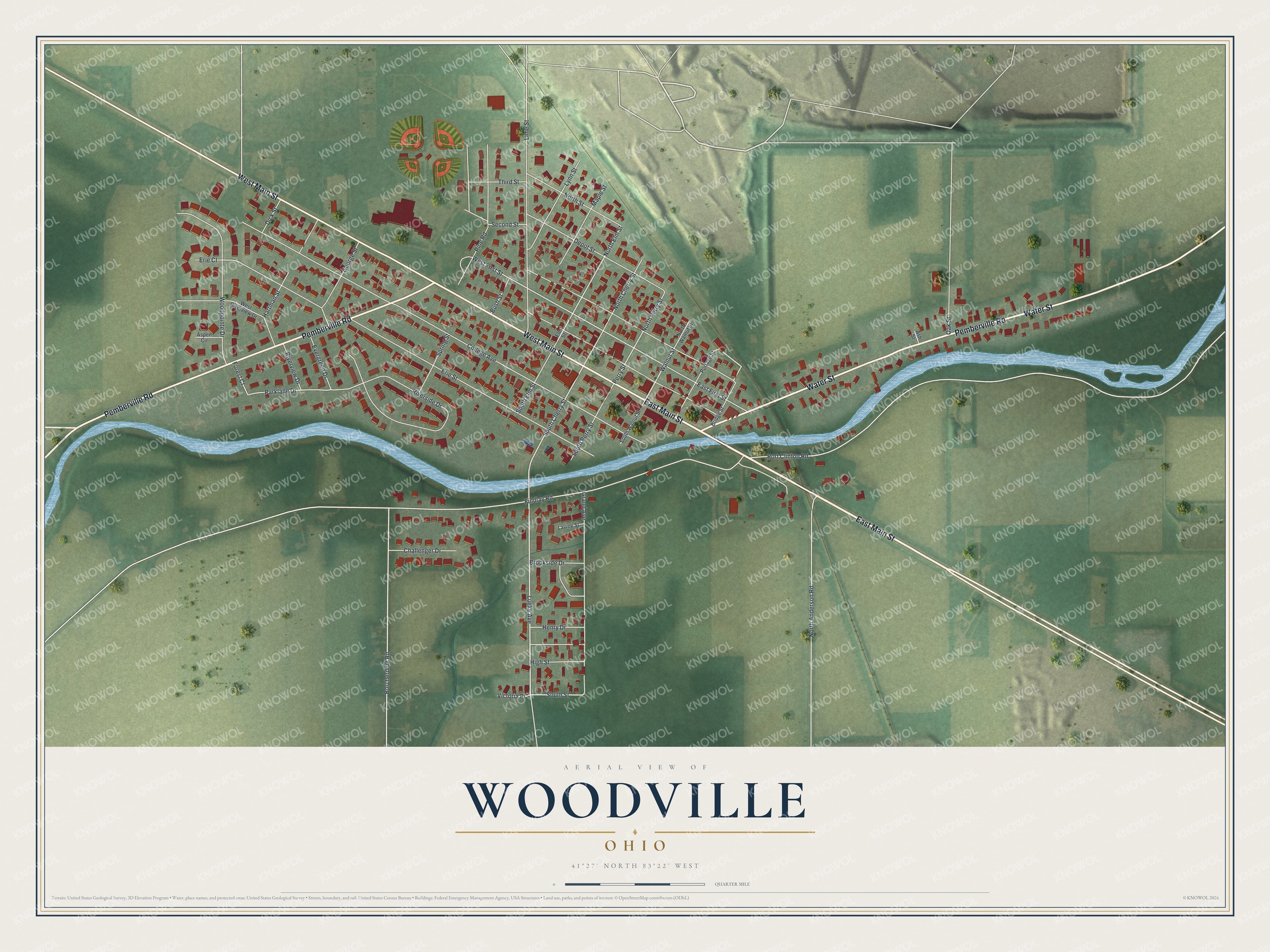 Watermarked full-map preview of Woodville, Ohio