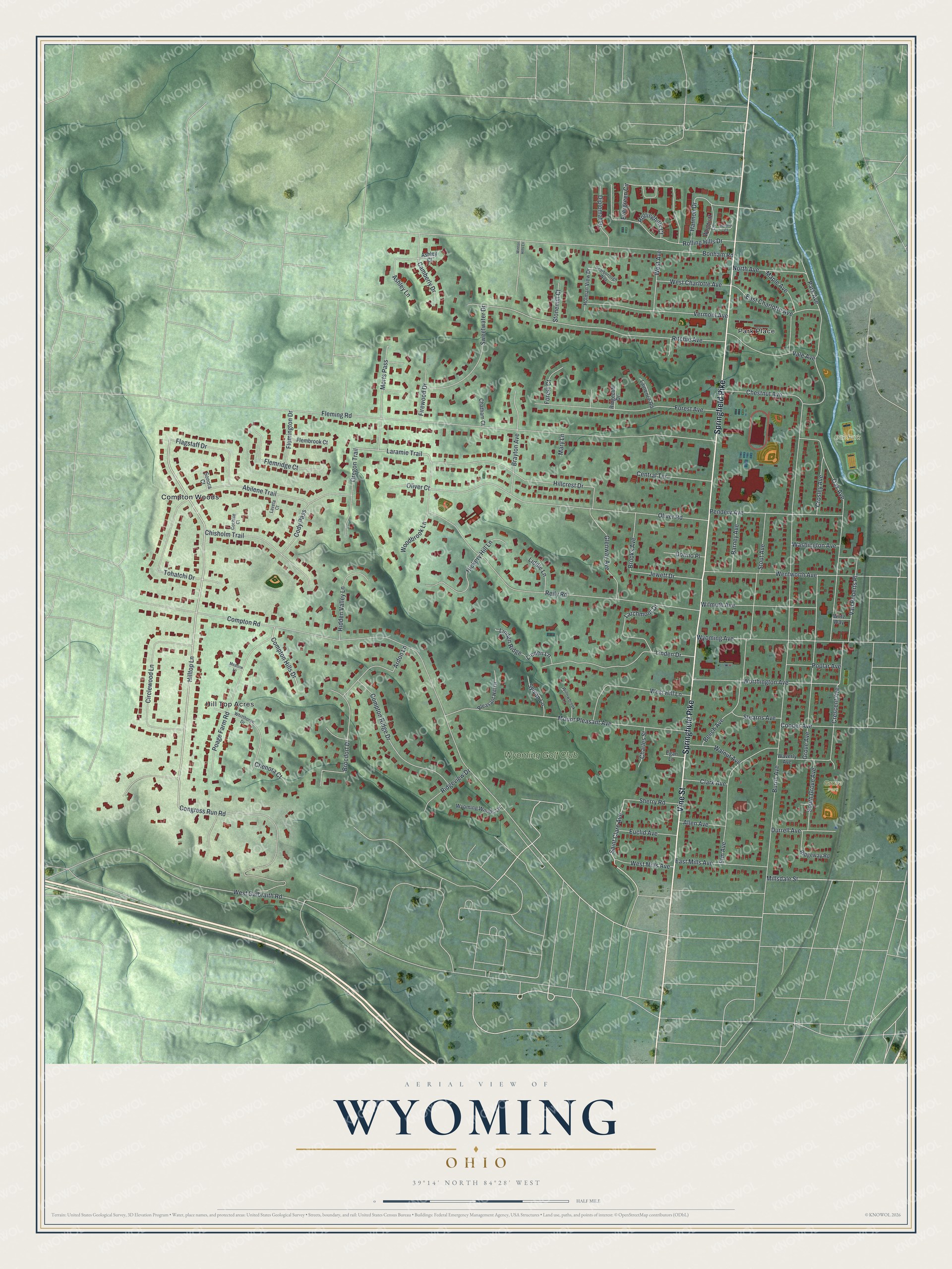 Watermarked full-map preview of Wyoming, Ohio