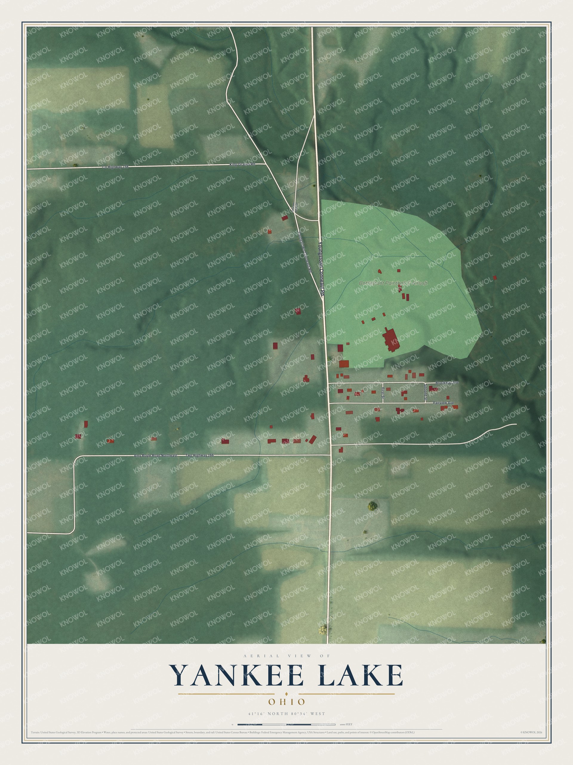 Watermarked full-map preview of Yankee Lake, Ohio