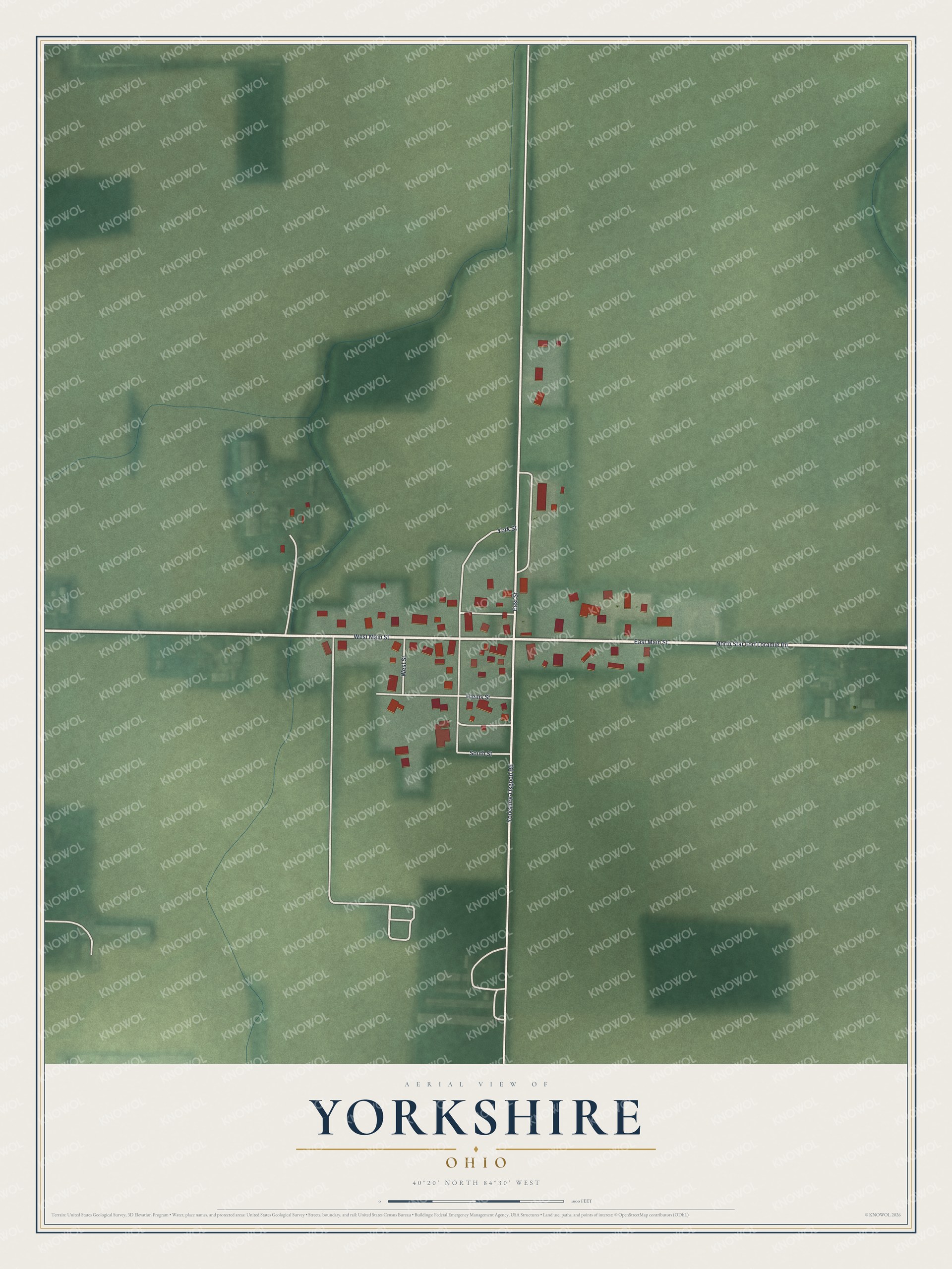 Watermarked full-map preview of Yorkshire, Ohio