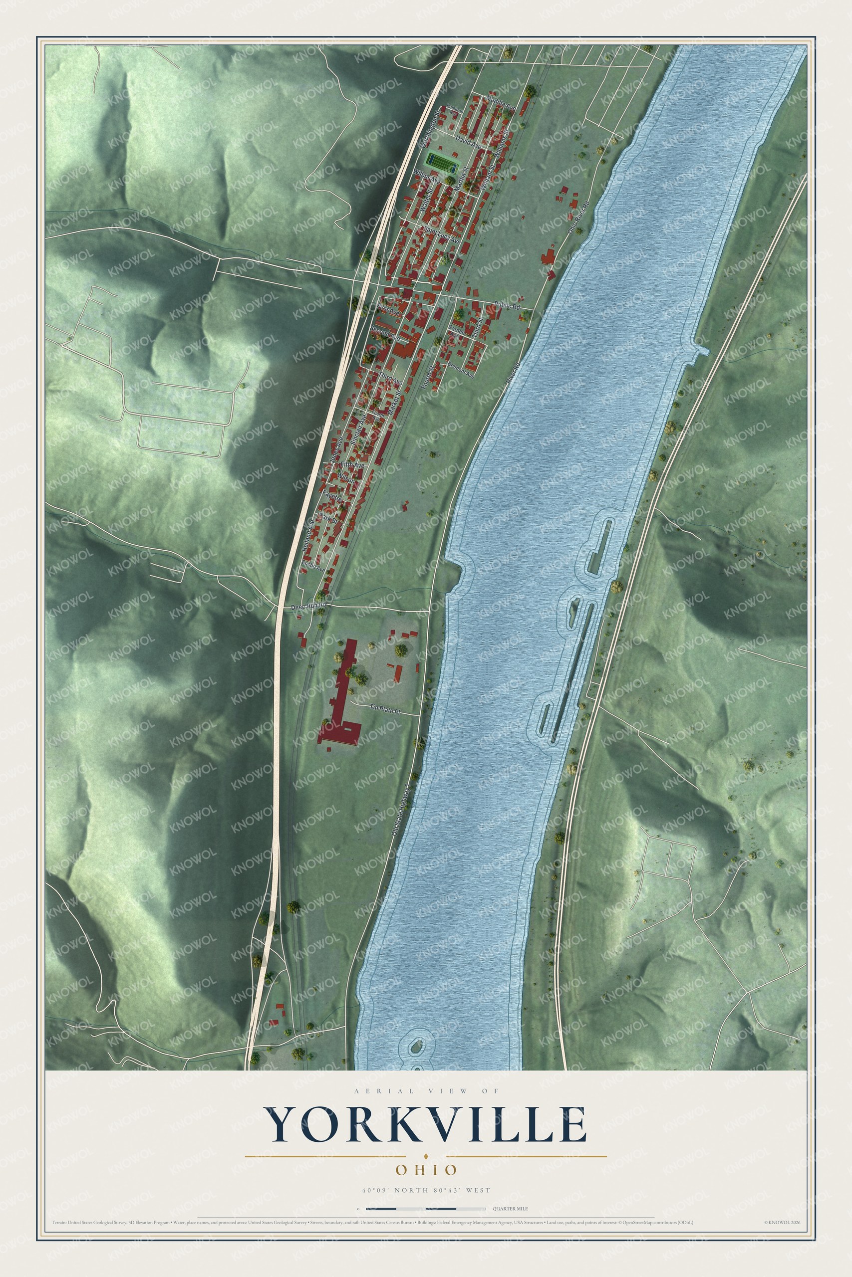 Watermarked full-map preview of Yorkville, Ohio