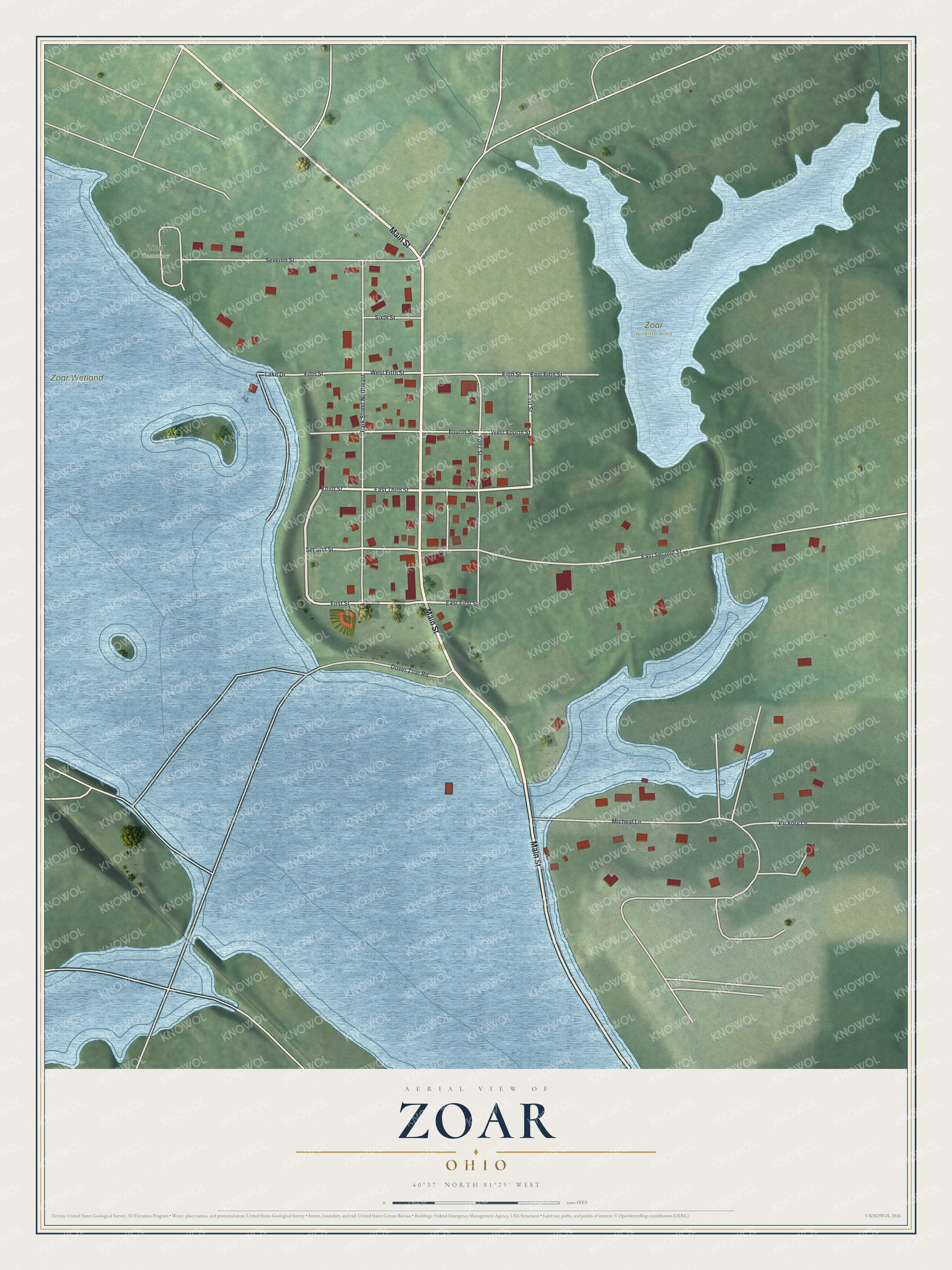 Watermarked full-map preview of Zoar, Ohio