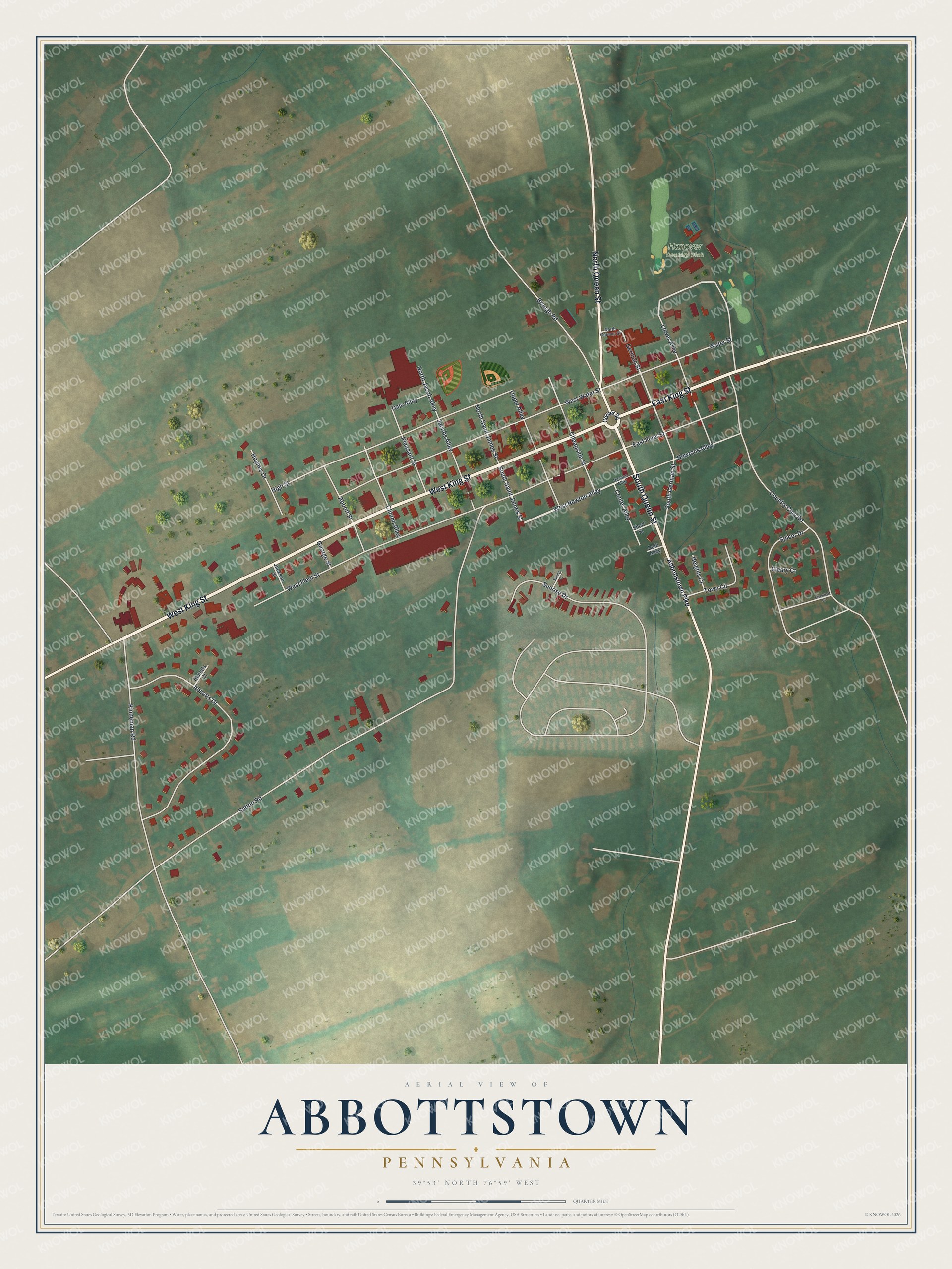 Watermarked full-map preview of Abbottstown, Pennsylvania