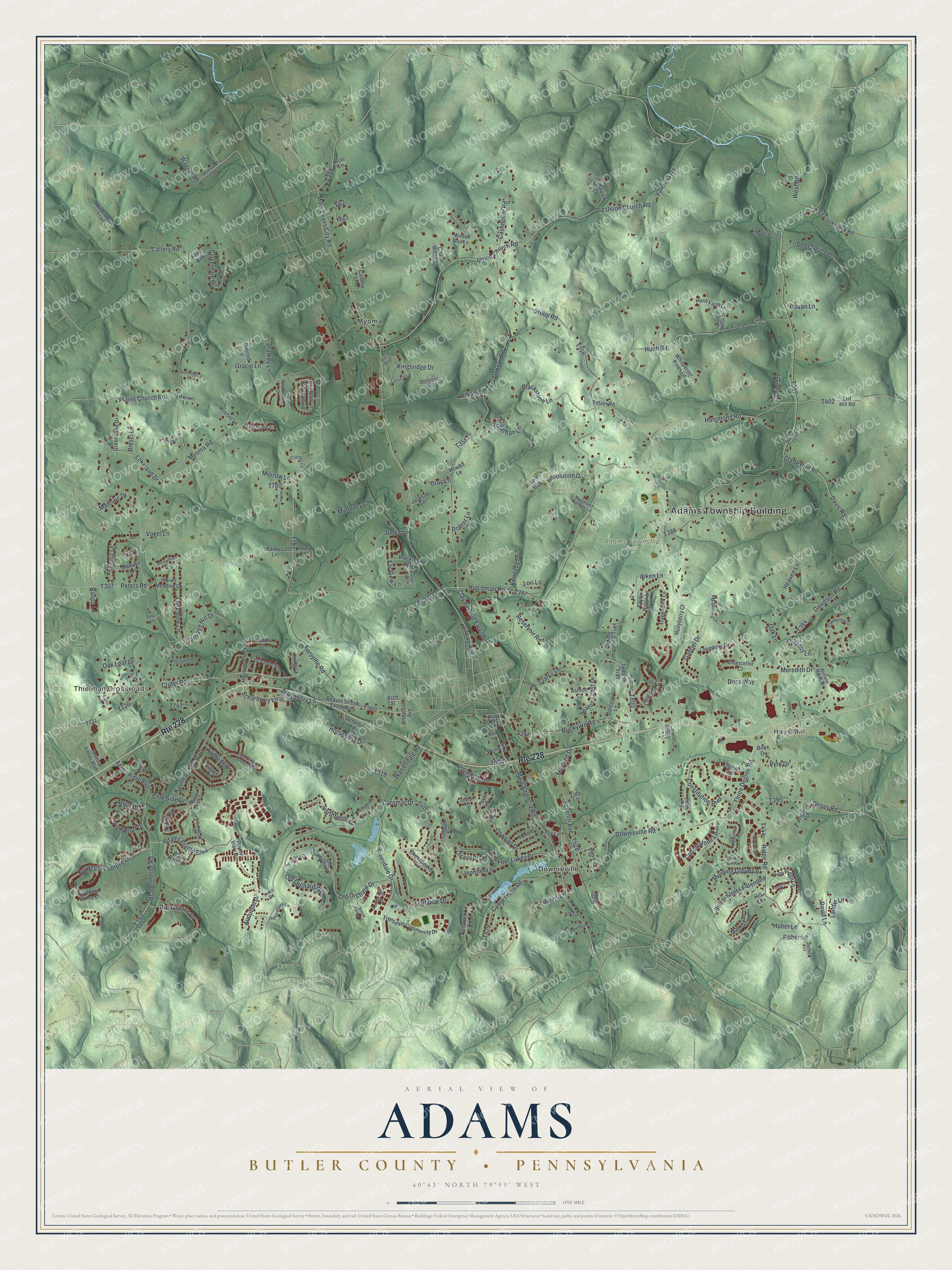 Watermarked full-map preview of Adams, Pennsylvania