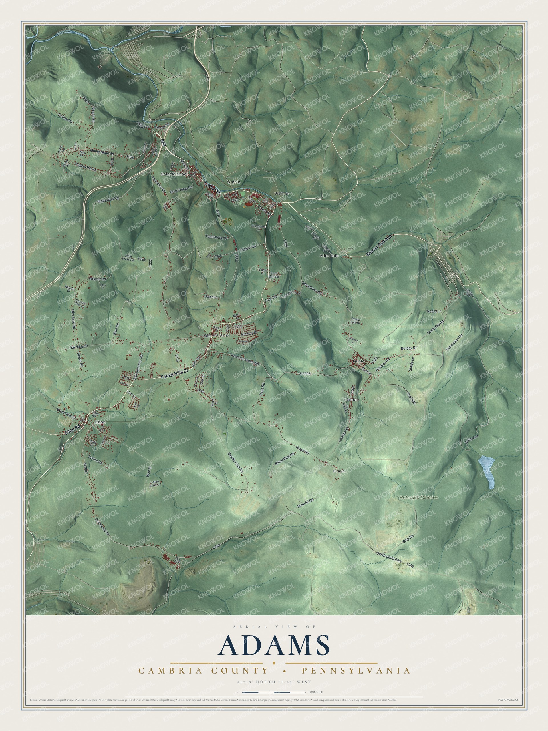 Watermarked full-map preview of Adams, Pennsylvania