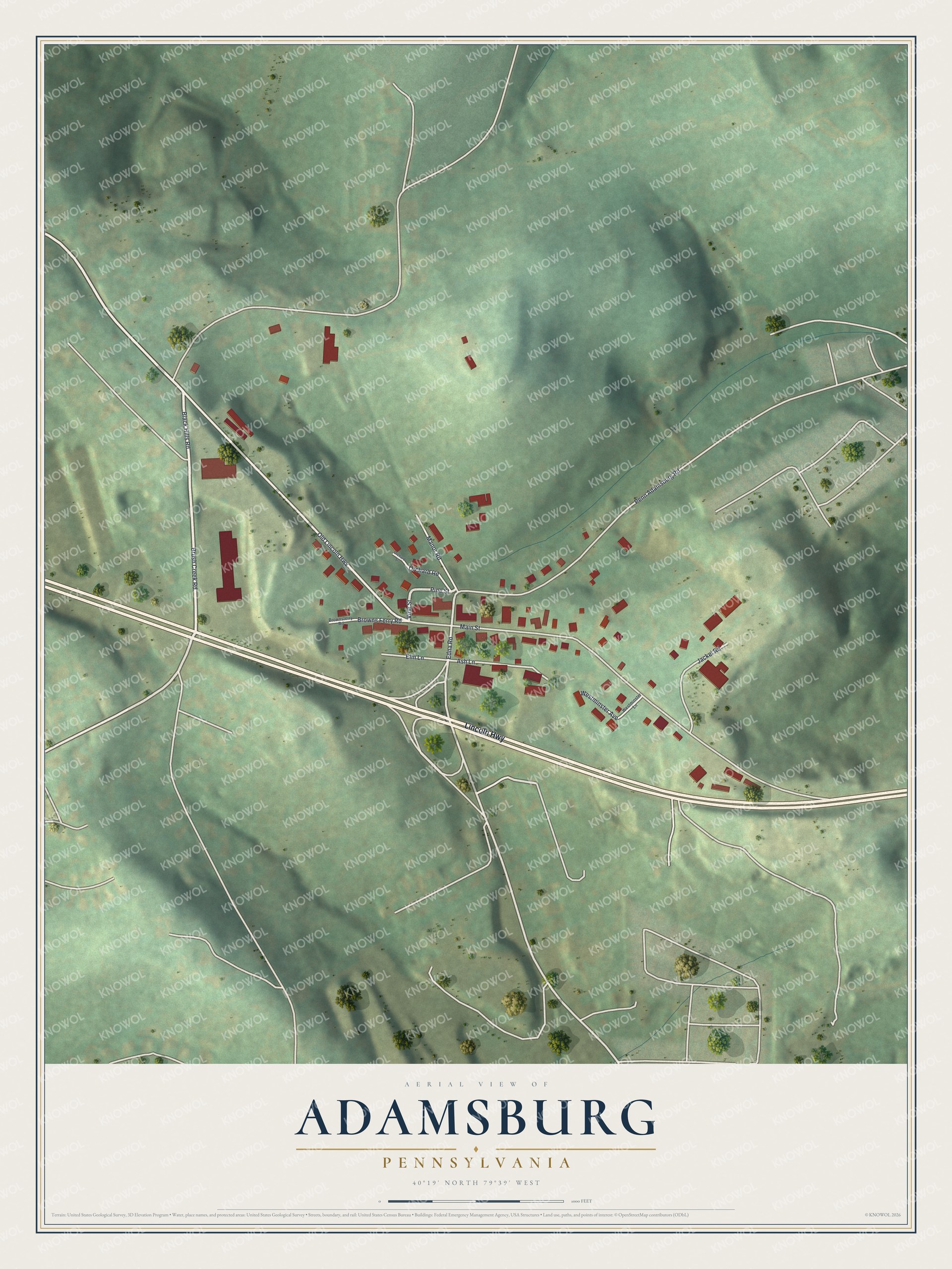 Watermarked full-map preview of Adamsburg, Pennsylvania