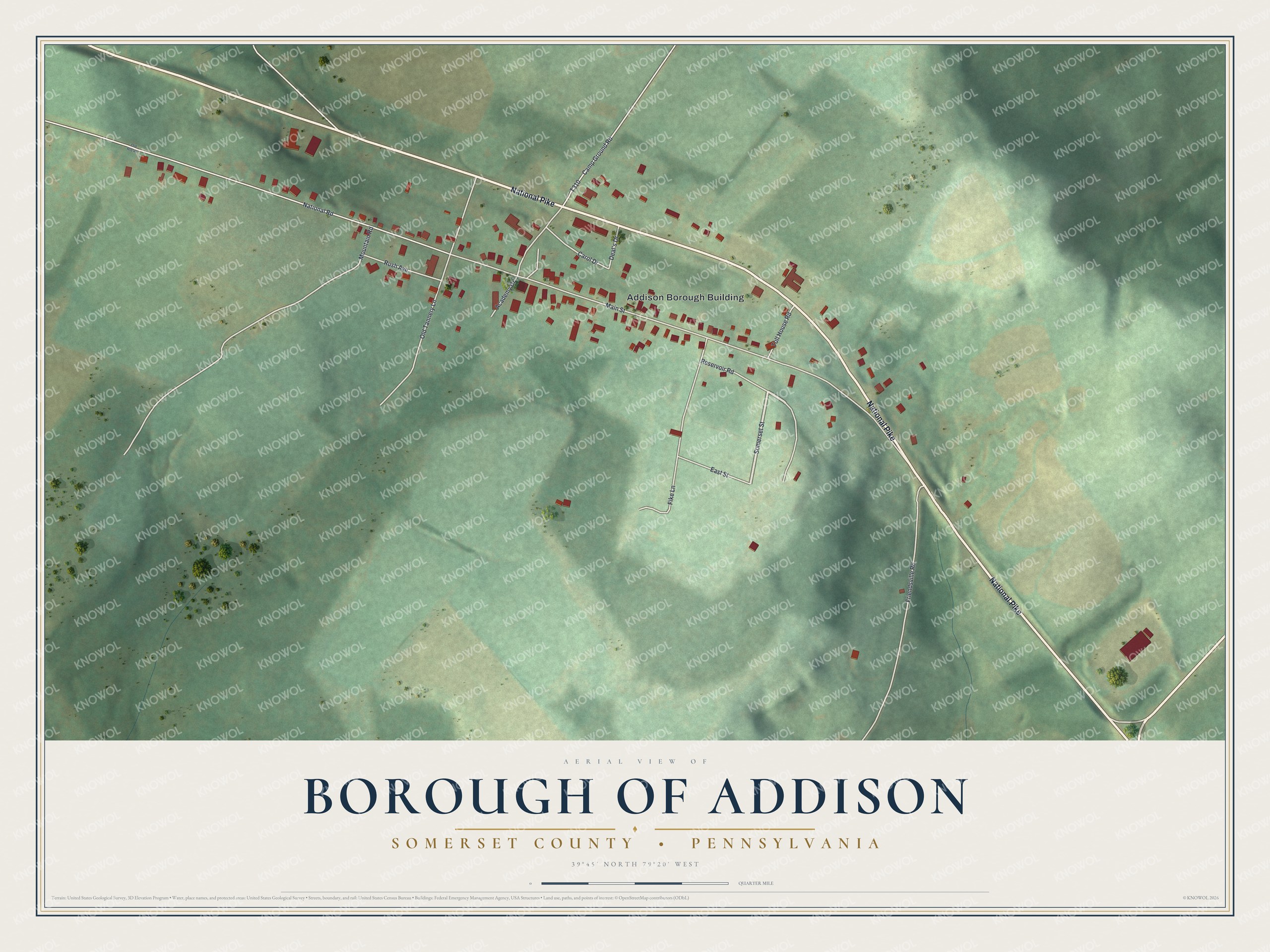Watermarked full-map preview of Borough of Addison, Pennsylvania