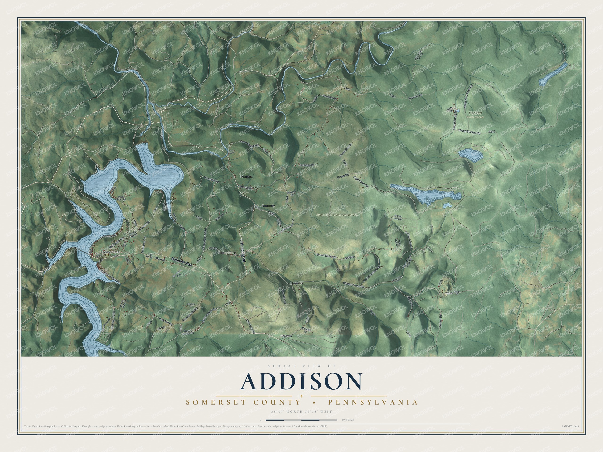 Watermarked full-map preview of Addison, Pennsylvania