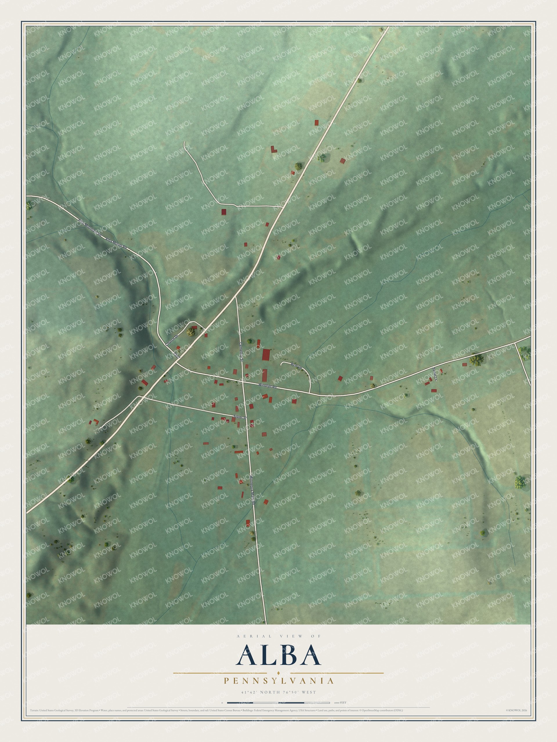 Watermarked full-map preview of Alba, Pennsylvania