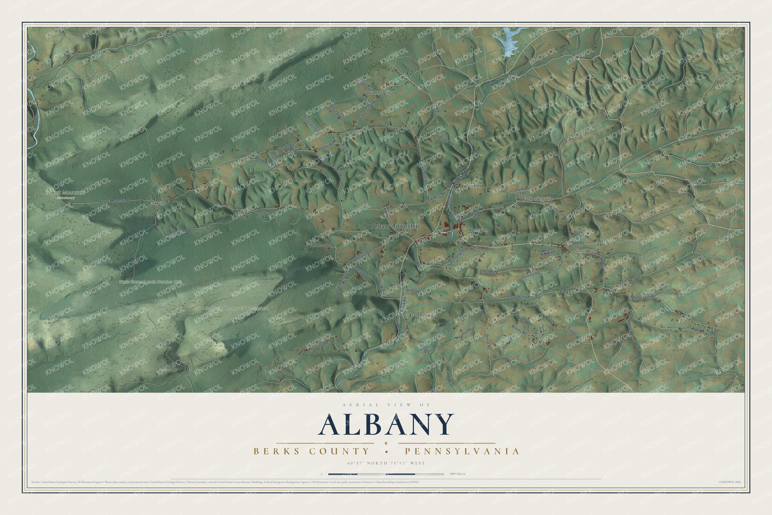 Watermarked full-map preview of Albany, Pennsylvania