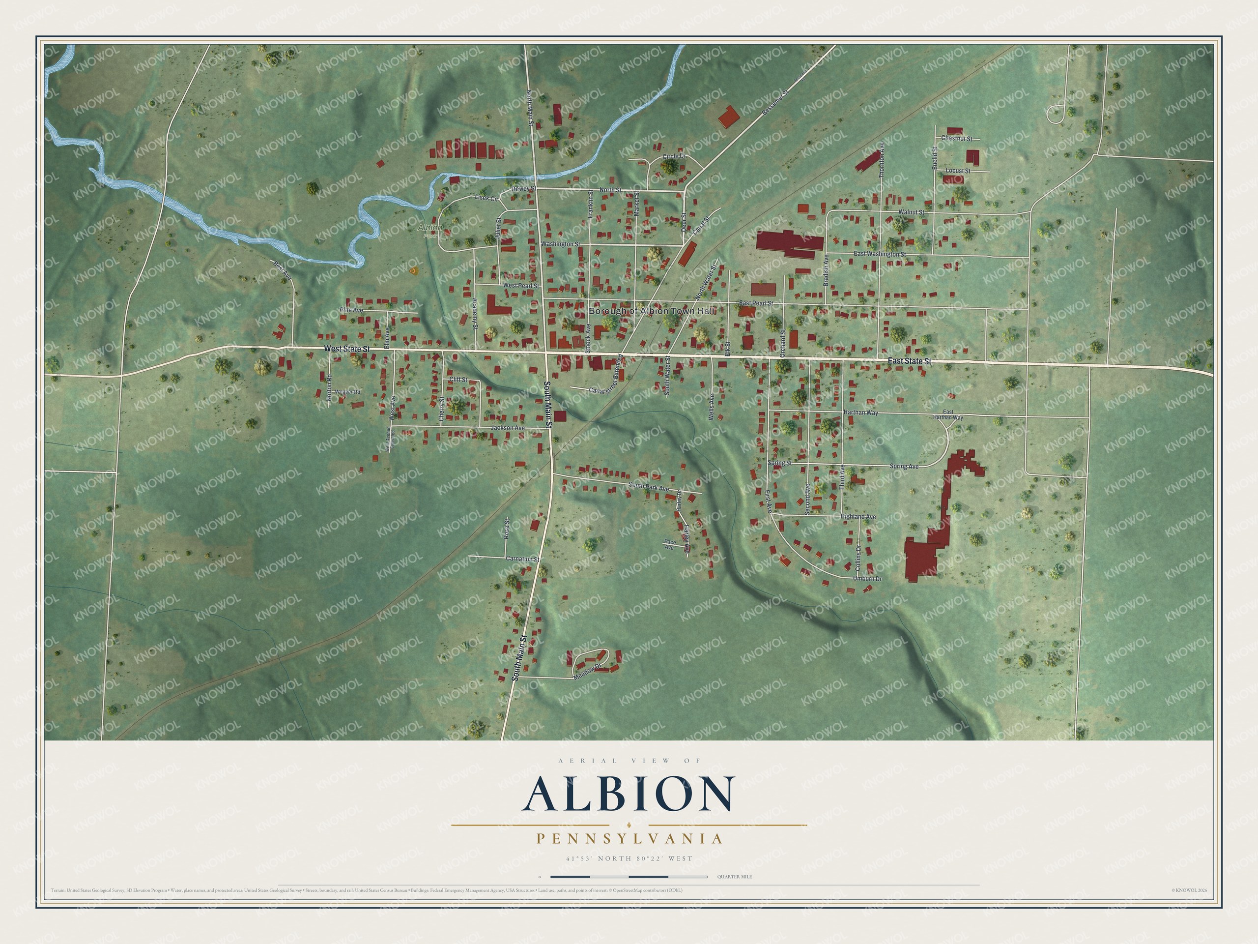 Watermarked full-map preview of Albion, Pennsylvania