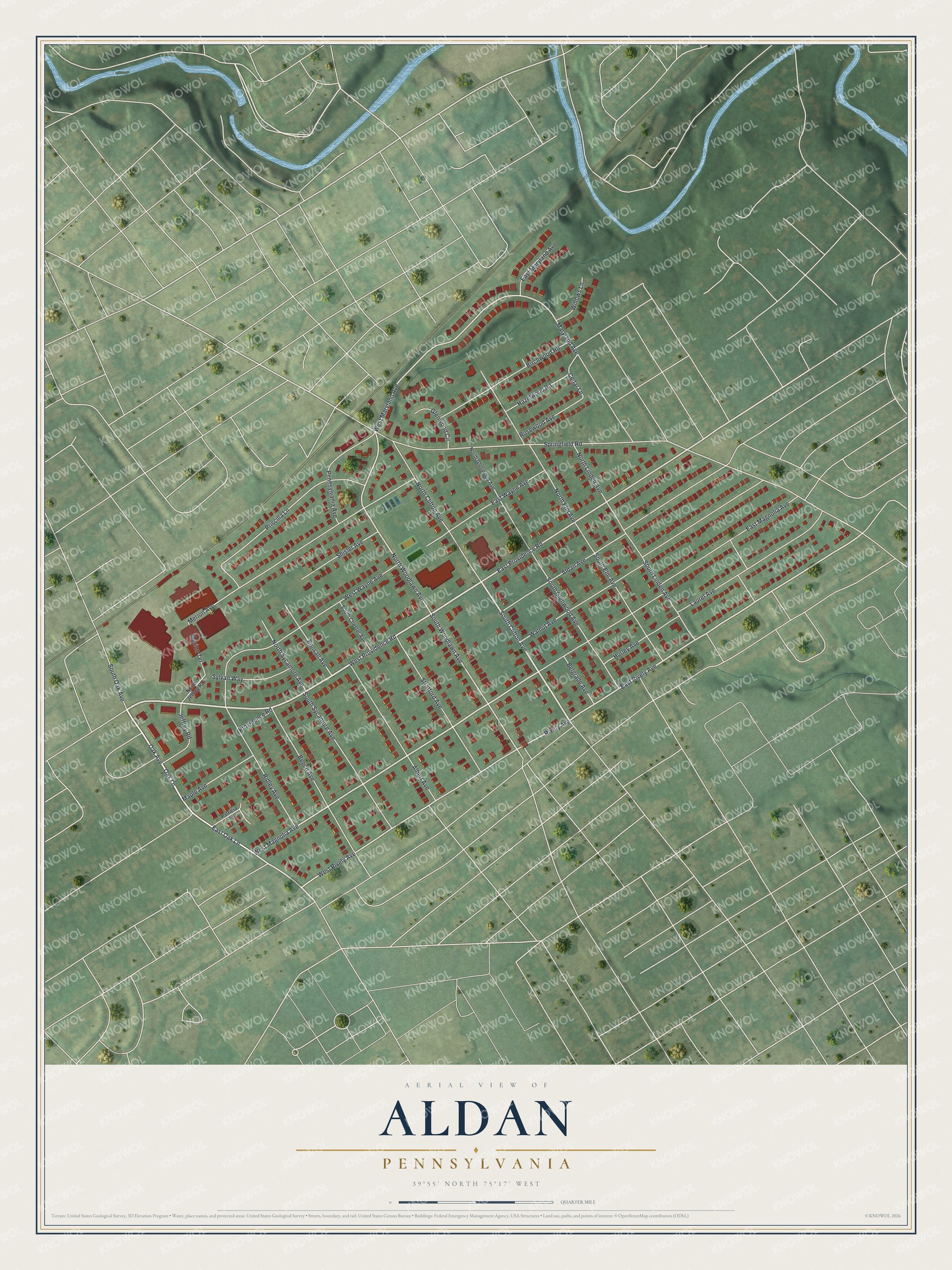 Watermarked full-map preview of Aldan, Pennsylvania