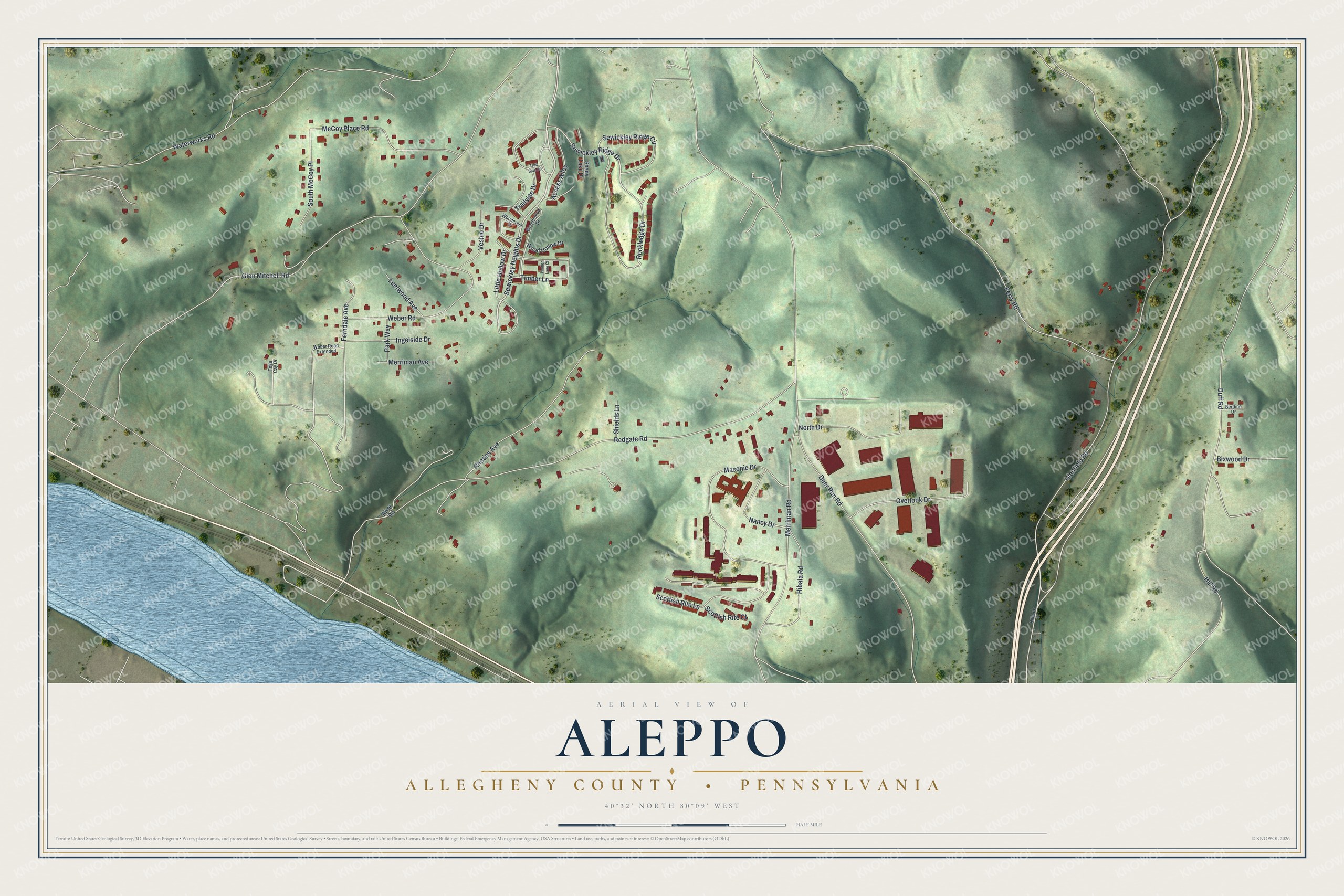 Watermarked full-map preview of Aleppo, Pennsylvania