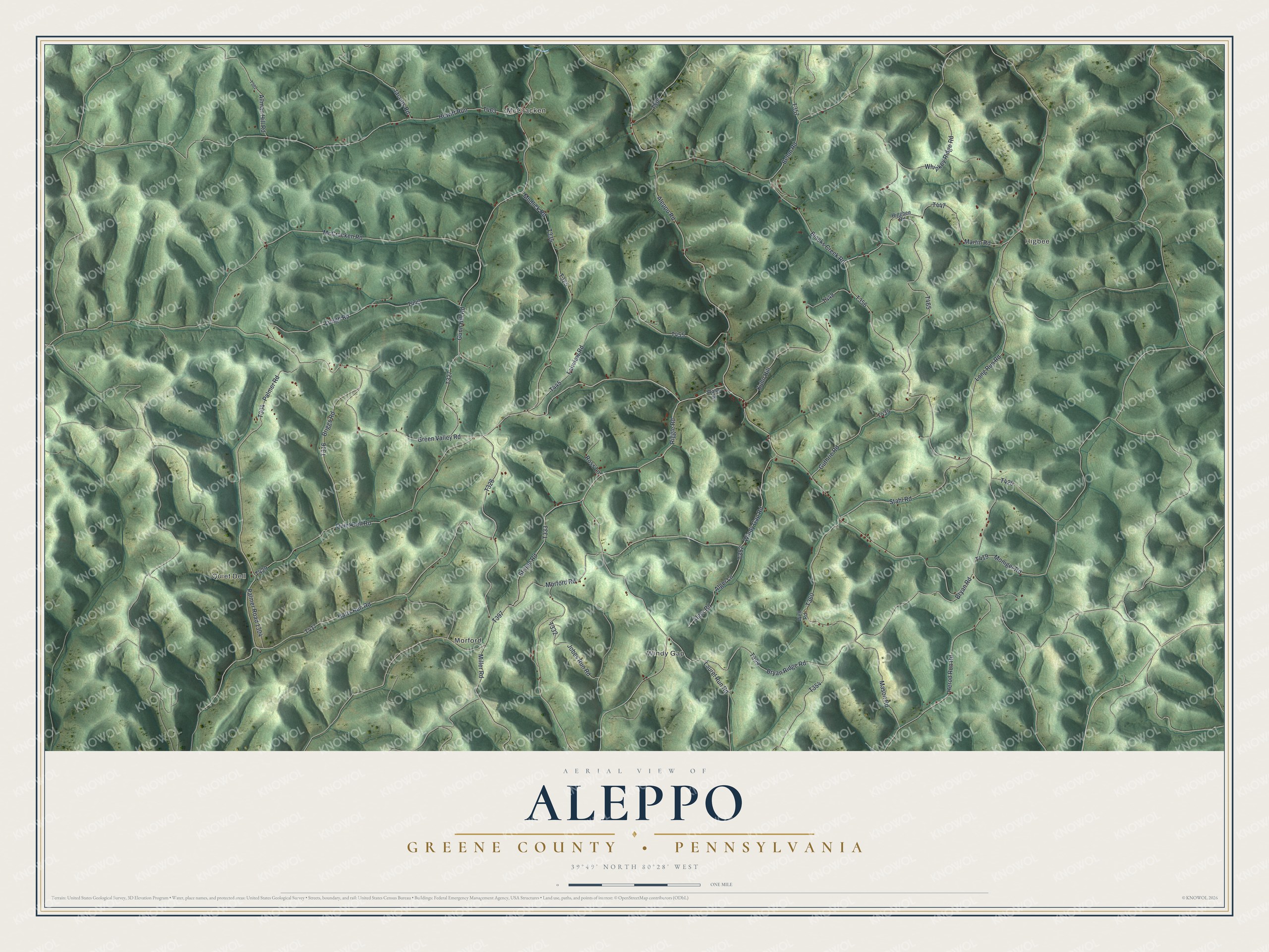 Watermarked full-map preview of Aleppo, Pennsylvania