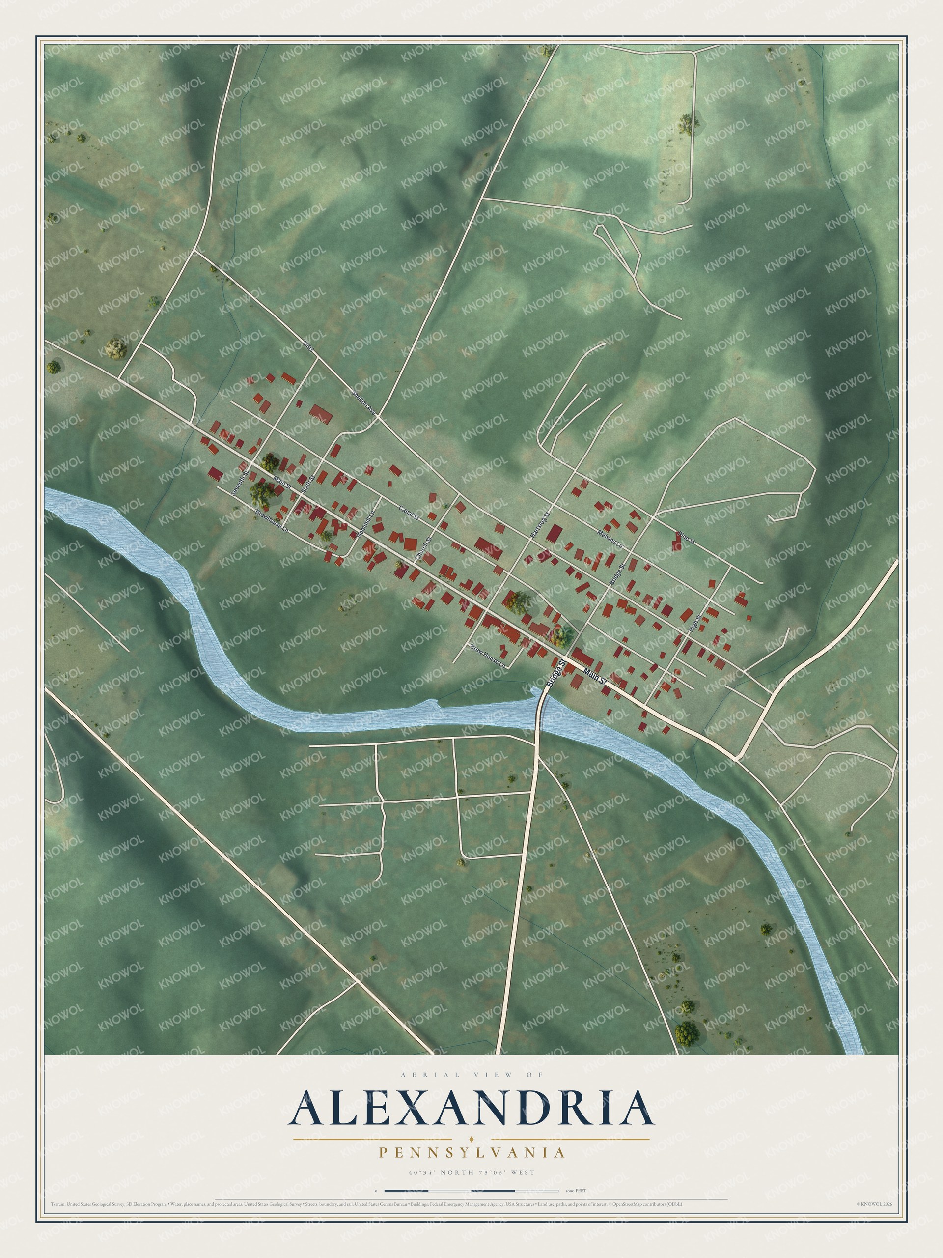 Watermarked full-map preview of Alexandria, Pennsylvania