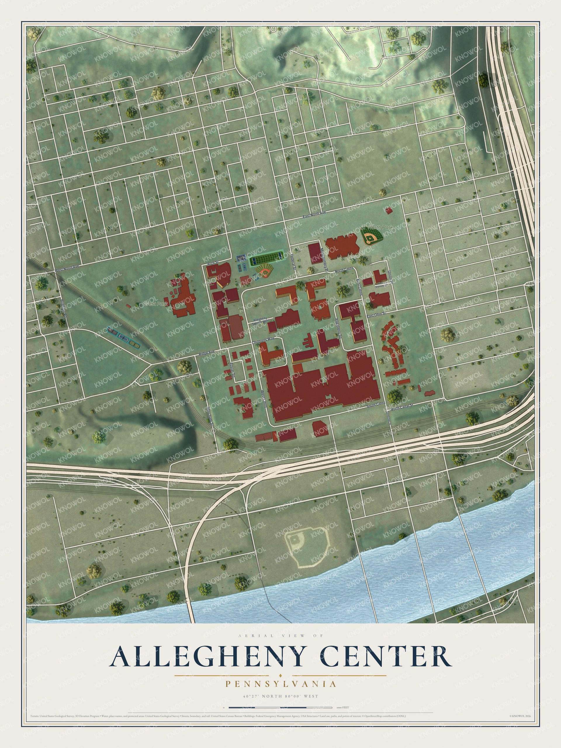 Watermarked full-map preview of Allegheny Center, Pennsylvania