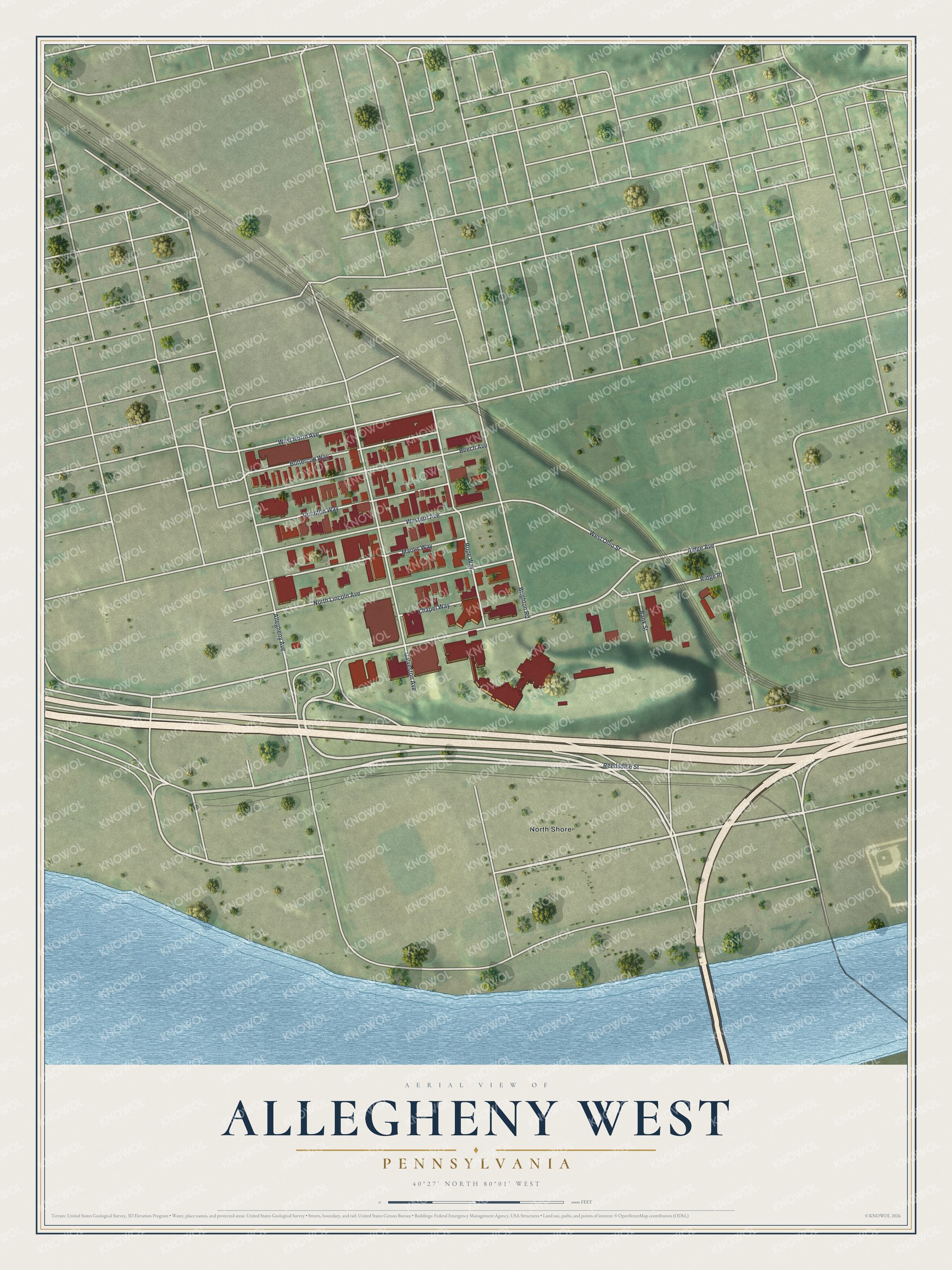 Watermarked full-map preview of Allegheny West, Pennsylvania