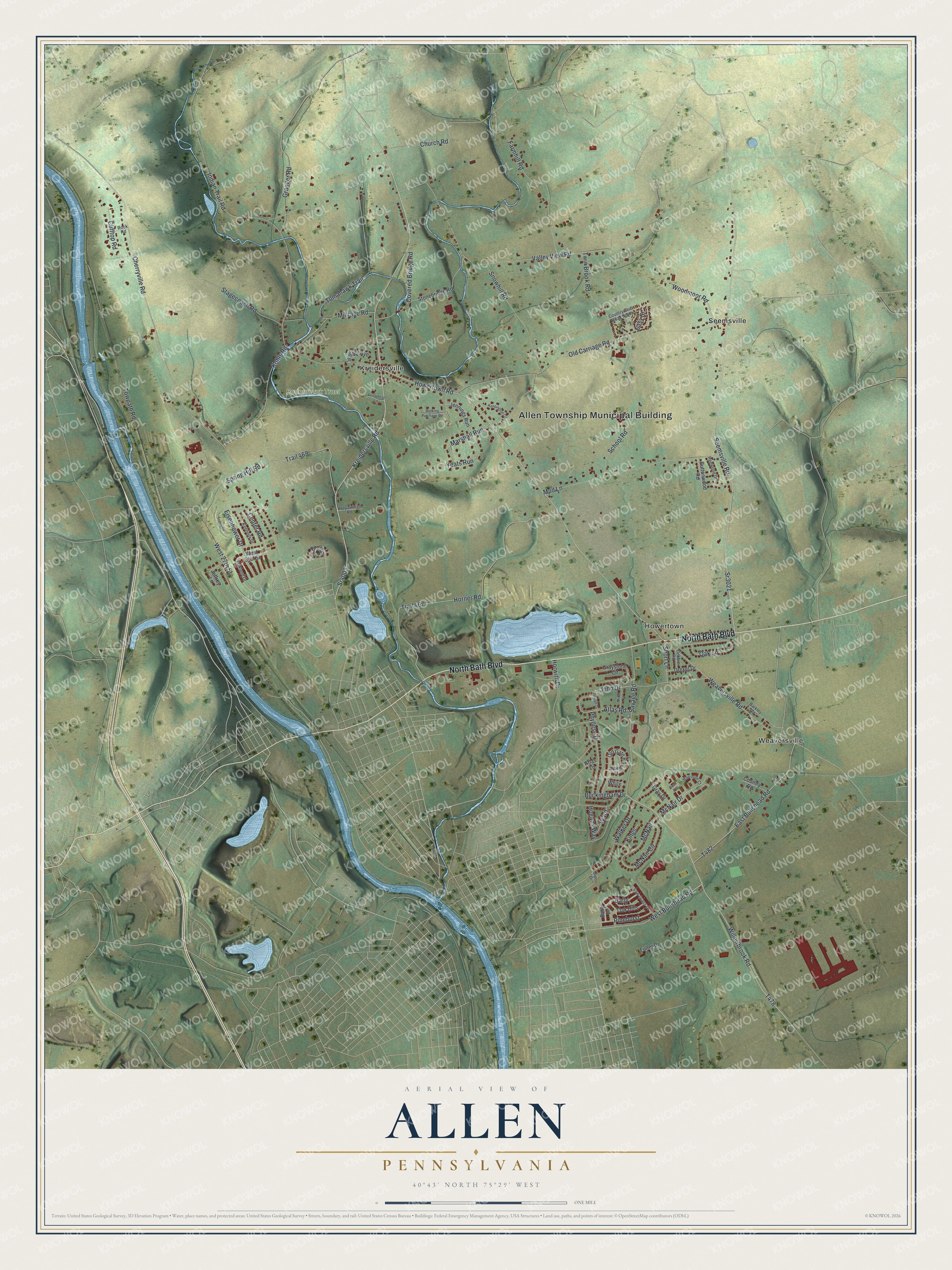 Watermarked full-map preview of Allen, Pennsylvania