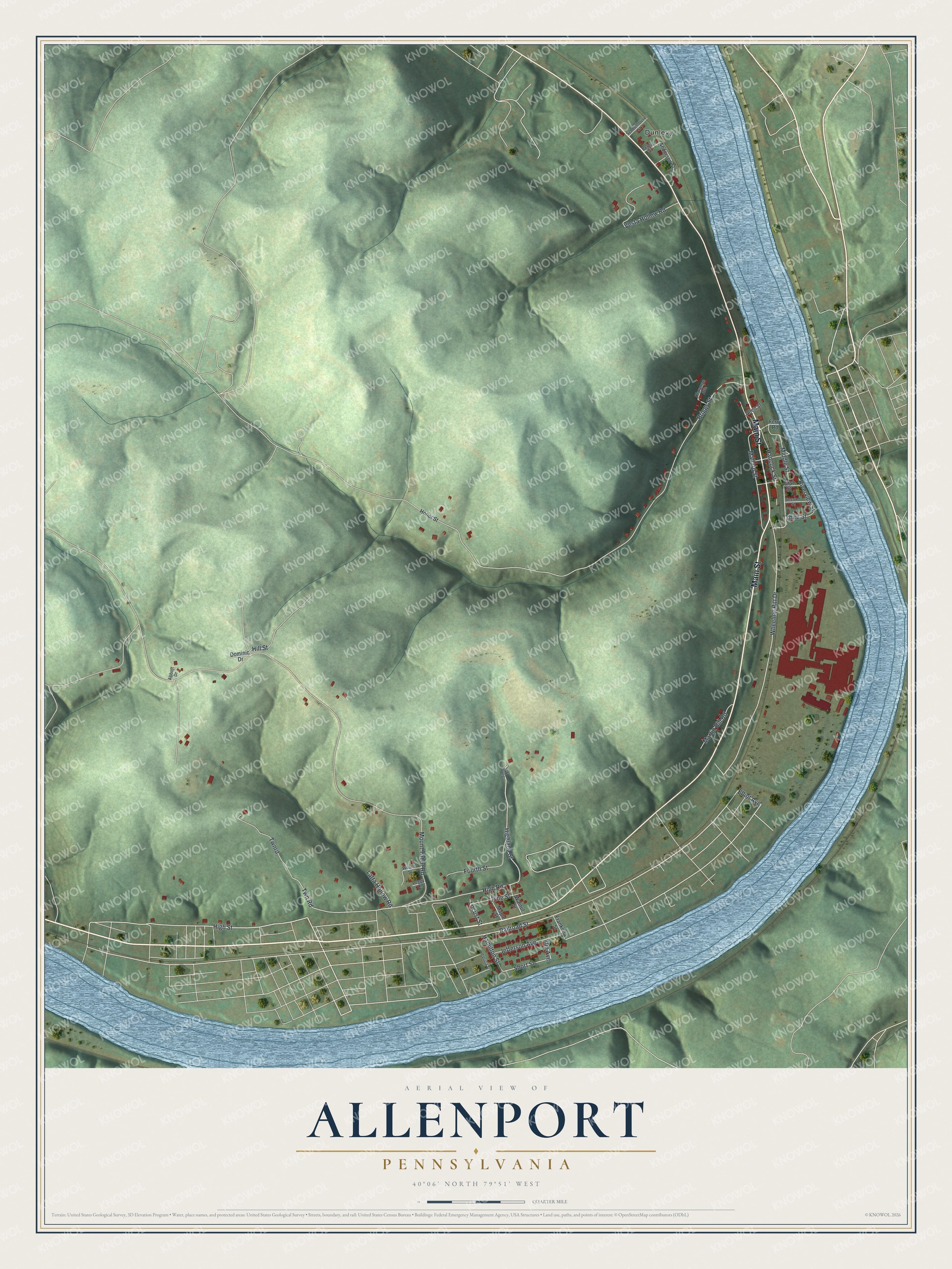 Watermarked full-map preview of Allenport, Pennsylvania