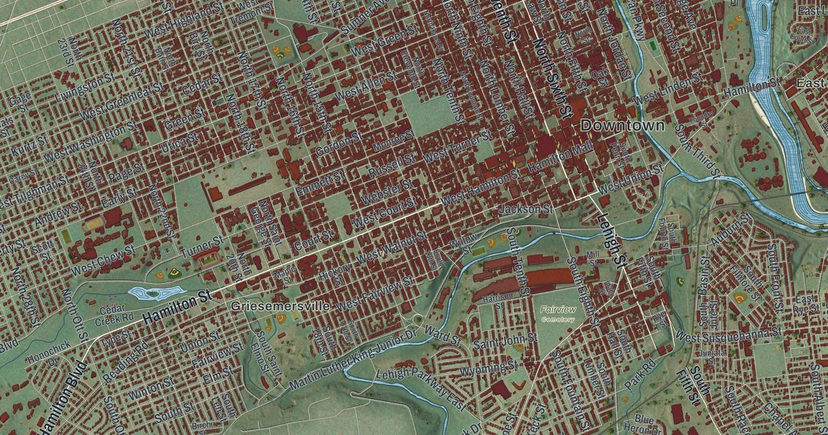 Map of Allentown, Lehigh County, Pennsylvania in 2026