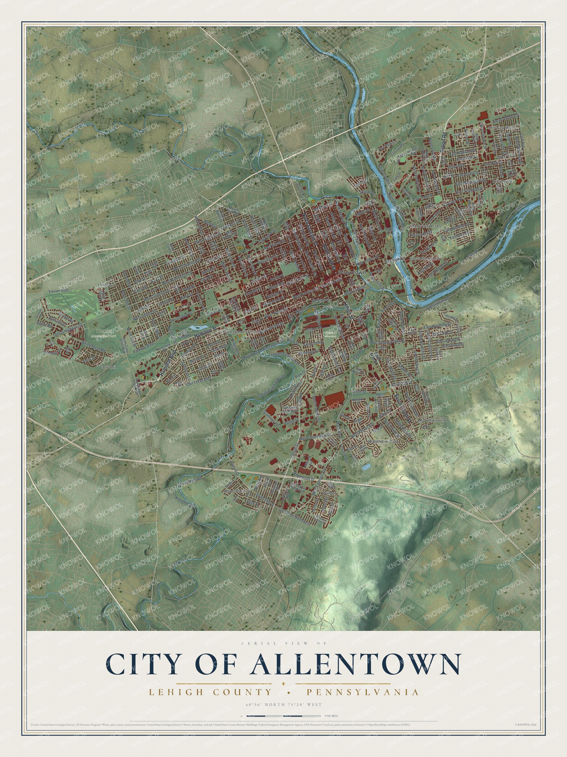 Watermarked full-map preview of City of Allentown, Pennsylvania