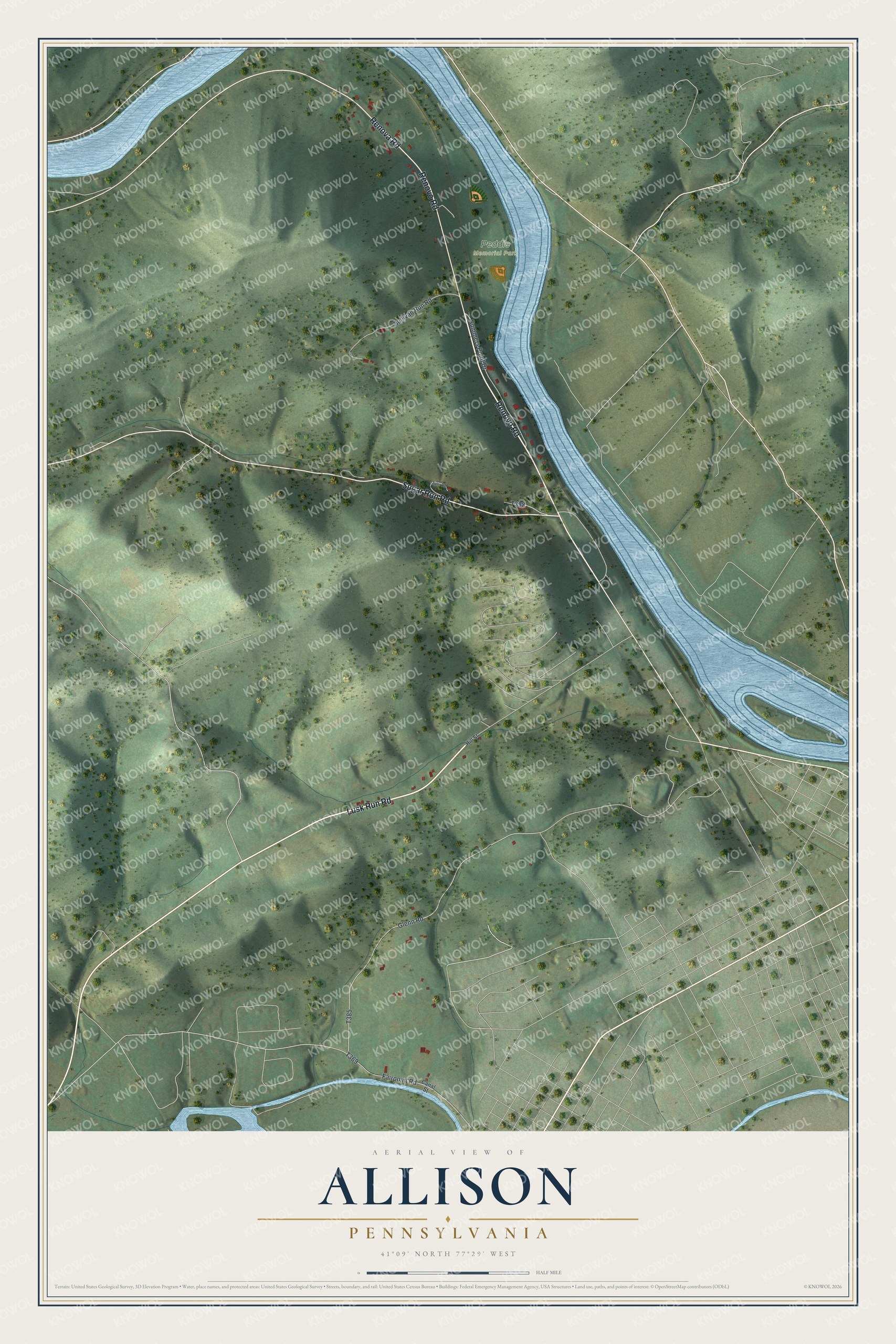 Watermarked full-map preview of Allison, Pennsylvania