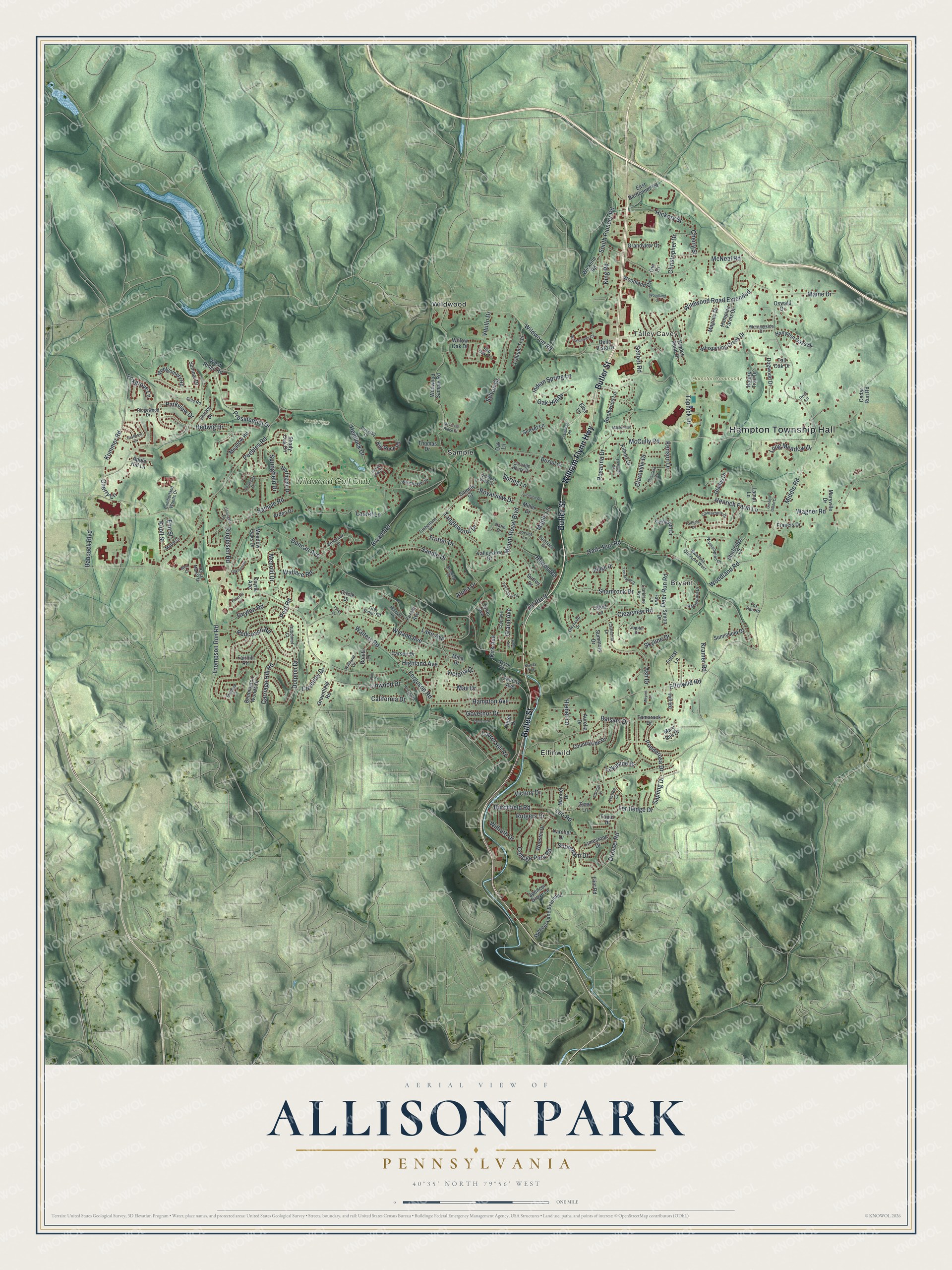 Watermarked full-map preview of Allison Park, Pennsylvania