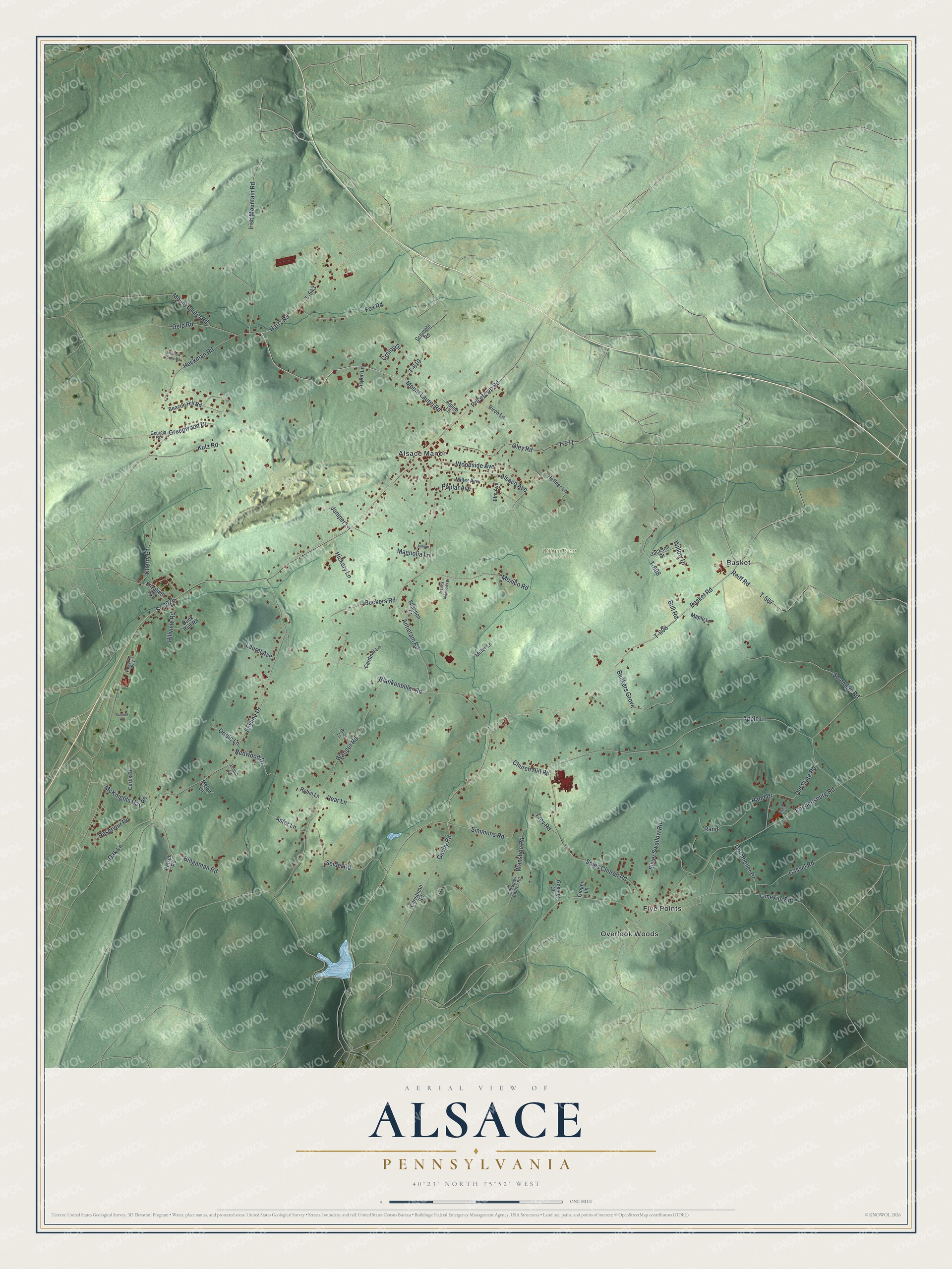 Watermarked full-map preview of Alsace, Pennsylvania