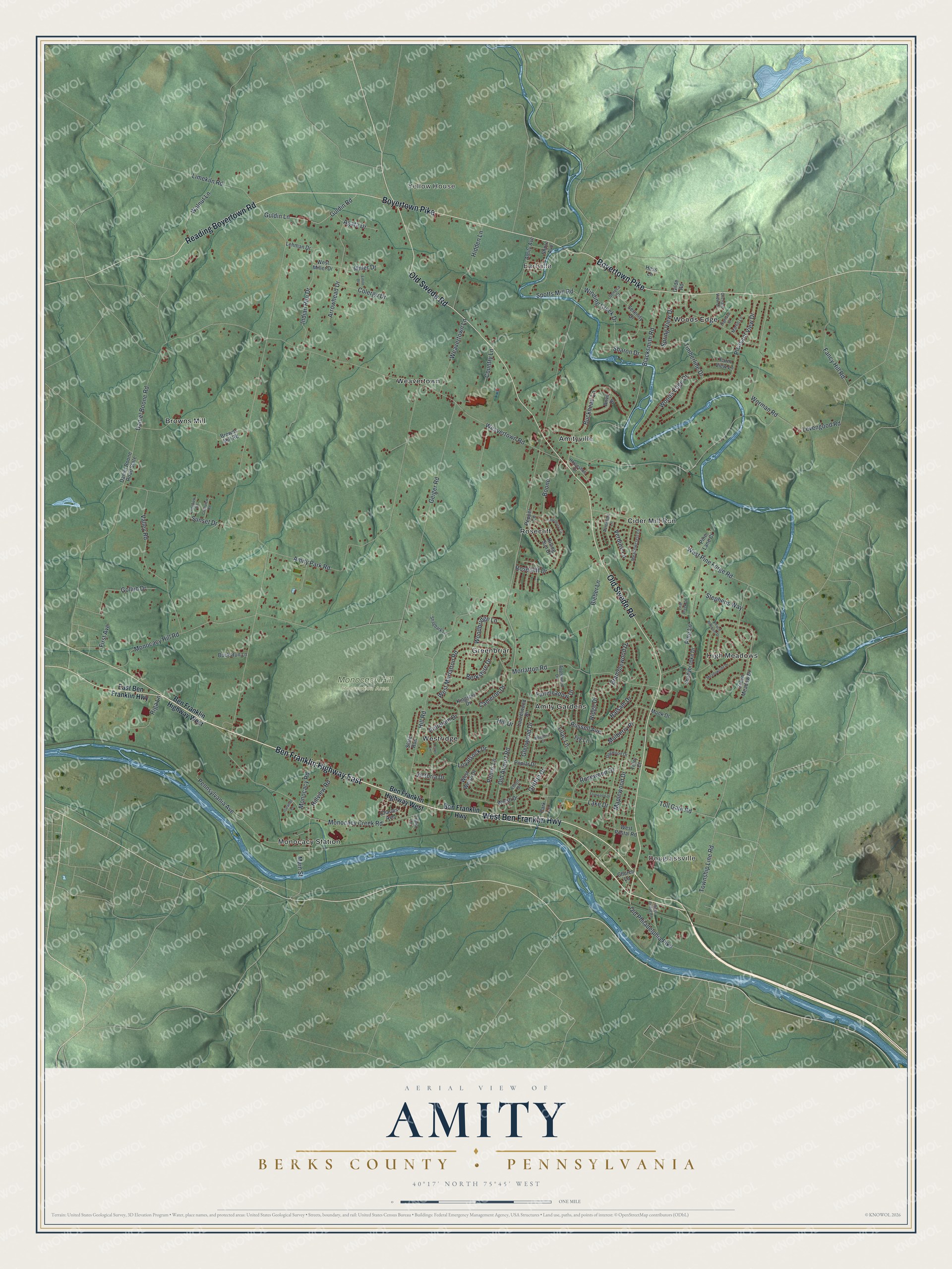 Watermarked full-map preview of Amity, Pennsylvania